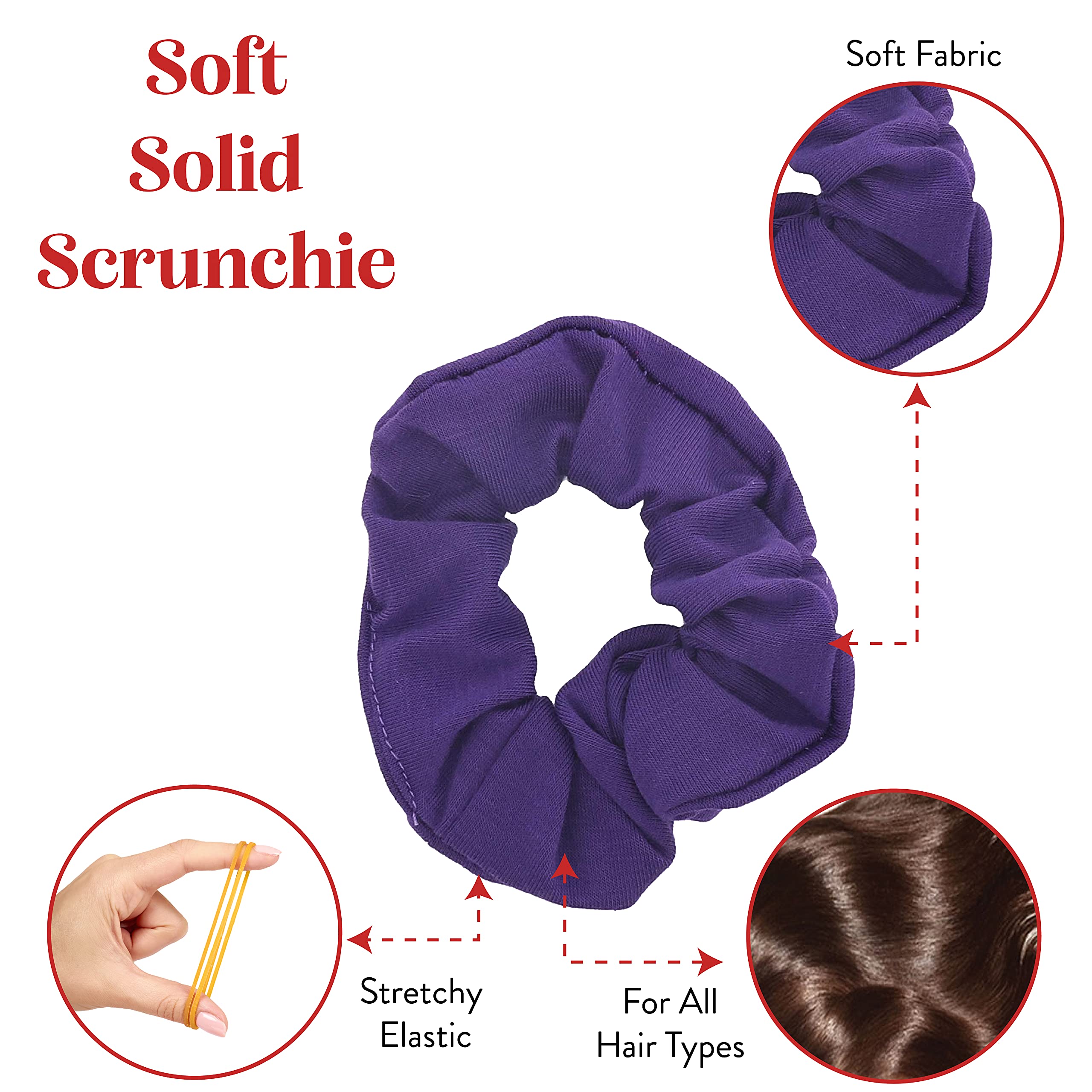 Purple : Set of 12 Scrunchies - Purple
