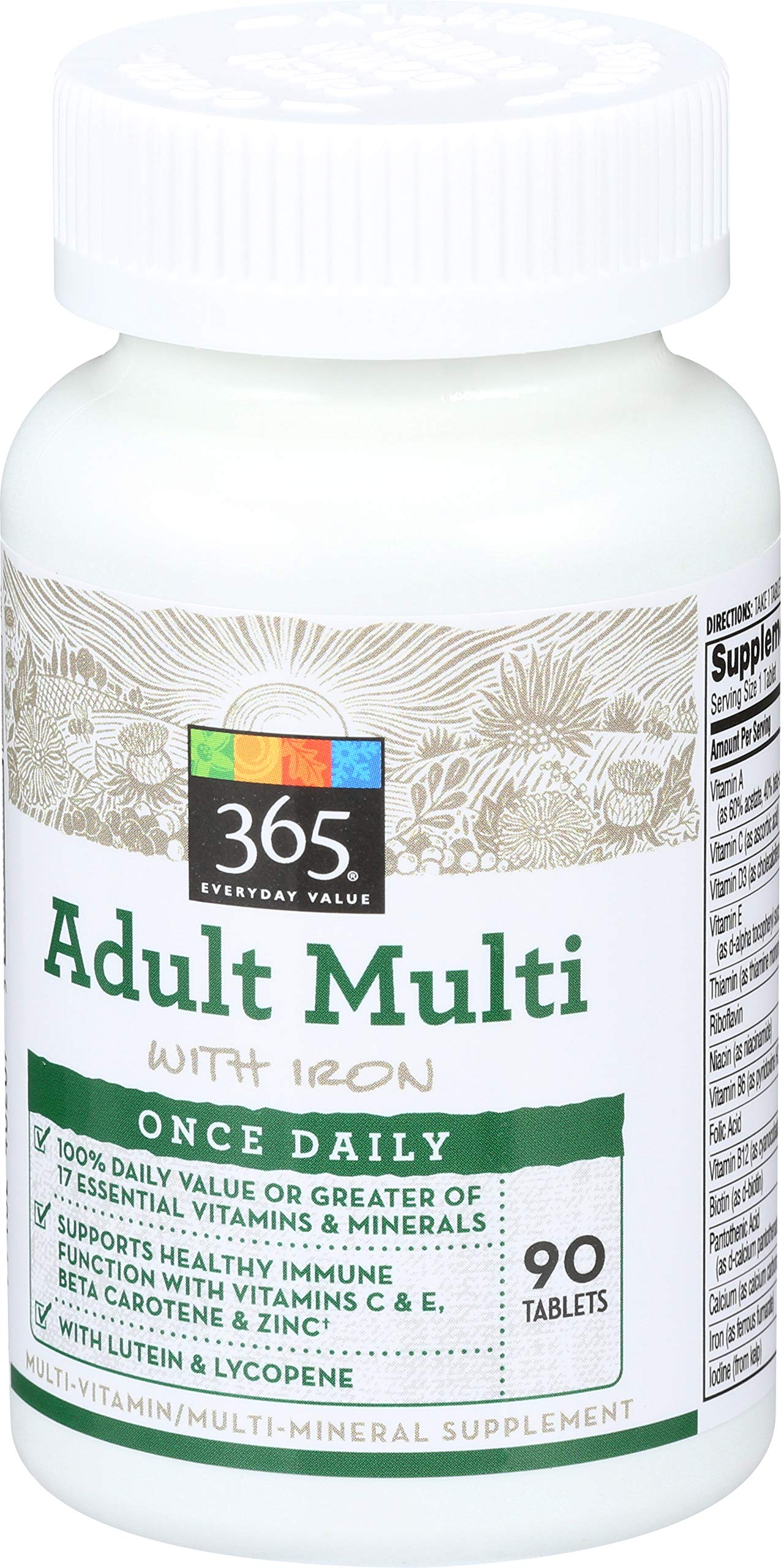 365 Everyday Value, Adult Multi with Iron, 90 ct (packaging may vary)
