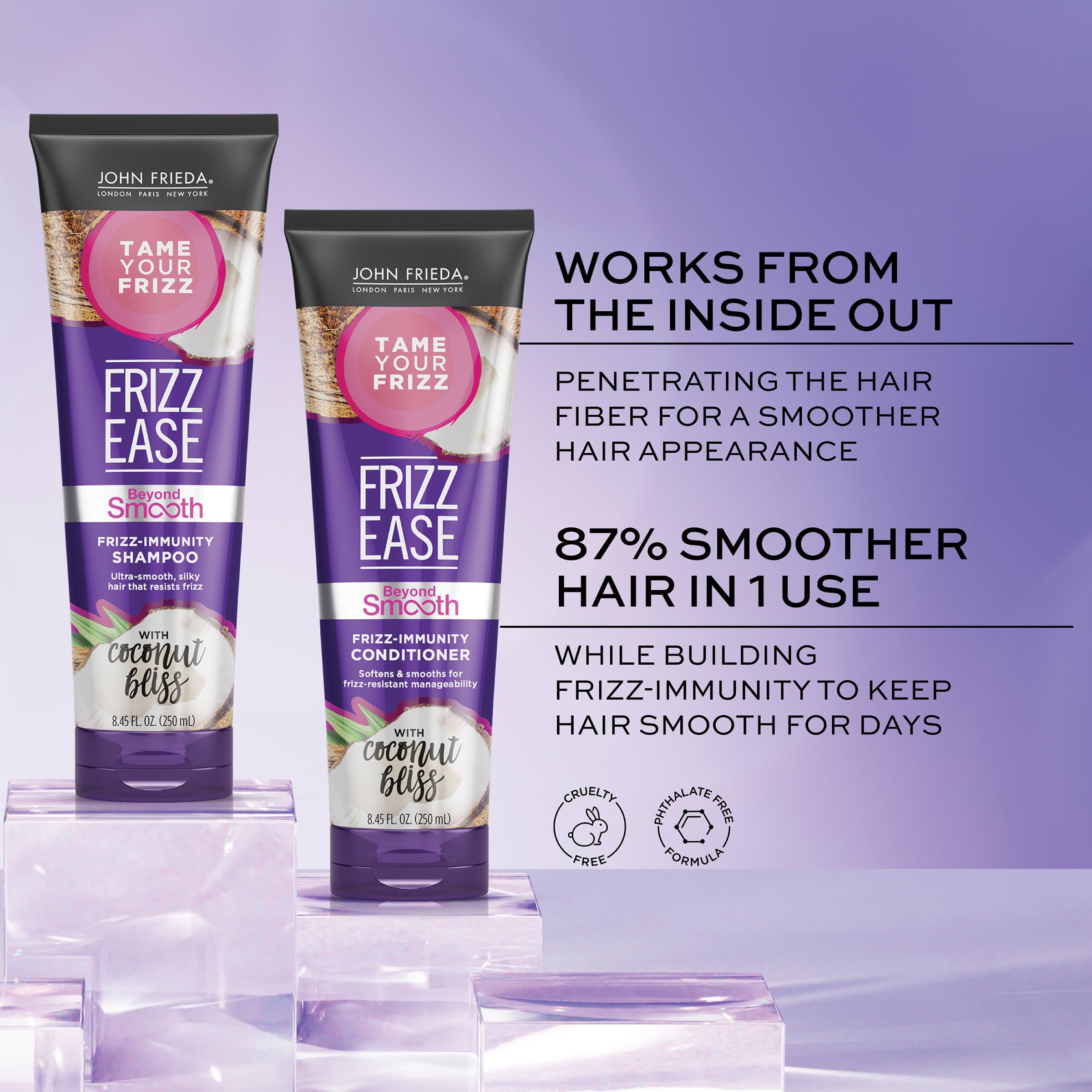 John Frieda Frizz Ease Beyond Smooth Bundle: Frizz Immunity Shampoo & Conditioner, 8.45 OunceEach