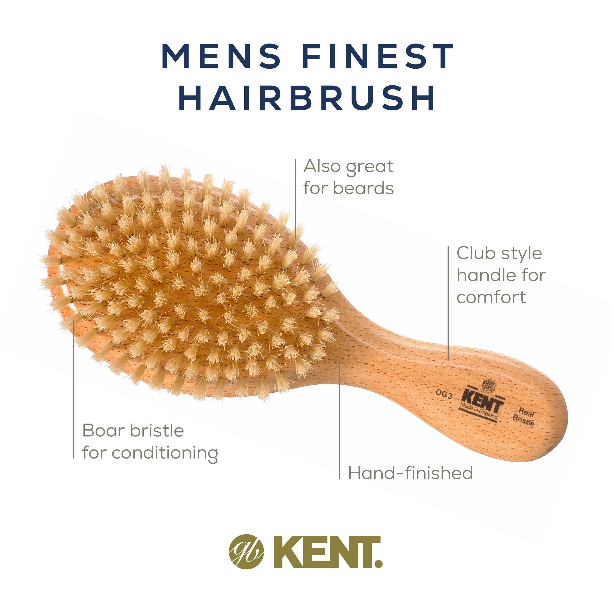 Kent Og3 Oval Beechwood Pure White Pure Bristle Luxury Club Brush