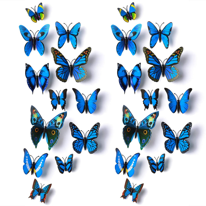 24pcs 3D Vivid Special Man-Made Lively Butterfly Art DIY Decor Wall Stickers Decals Nursery Decoration, Bathroom Décor, Office Décor, 3D Wall Art, 3D Crafts for Wall Art Kids Room Bedroom