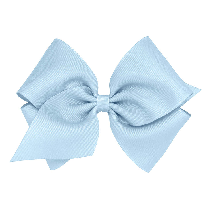 Wee Ones Girls' Classic Grosgrain Hair Bows on a WeeStay No-Slip Hair Clip, Handmade, Mini King, Millennium Blue