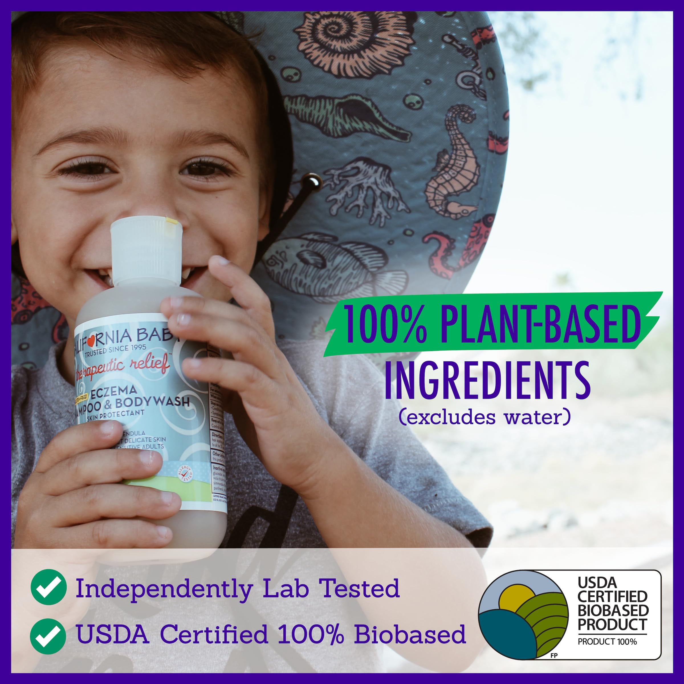 California Baby Eczema Unscented Shampoo & Body Wash | Soothes Irritation | 100% Plant-Based | Allergy-Friendly | Steroid-Free | 251 mL / 8.5 oz.