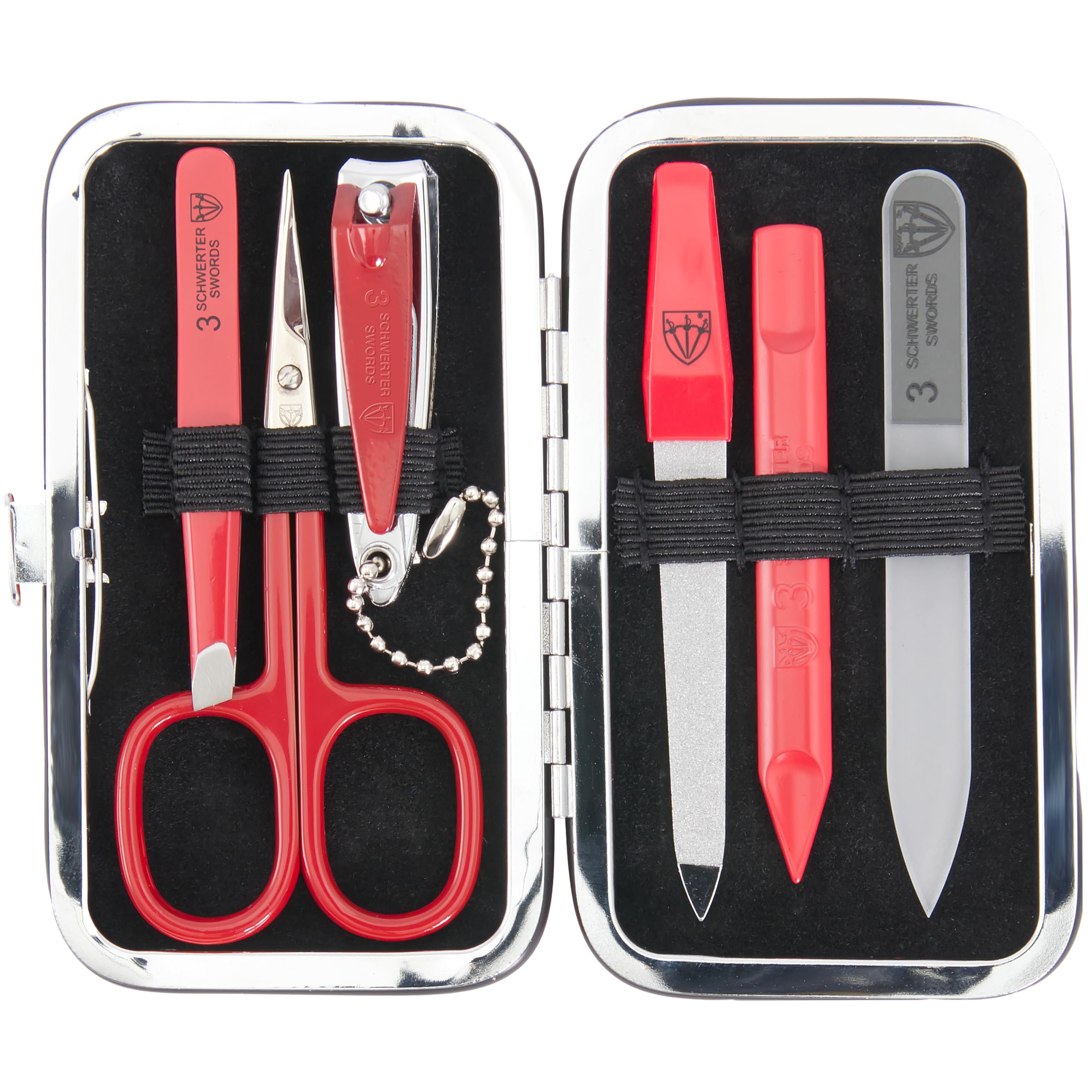 3 Swords Germany - Brand Quality 6 Piece Manicure Pedicure Grooming Kit Set For Professional Finger & Toe Nail Care Scissors File Clipper Fashion Leather Case In Gift Box, Made By 3 Swords (03607)