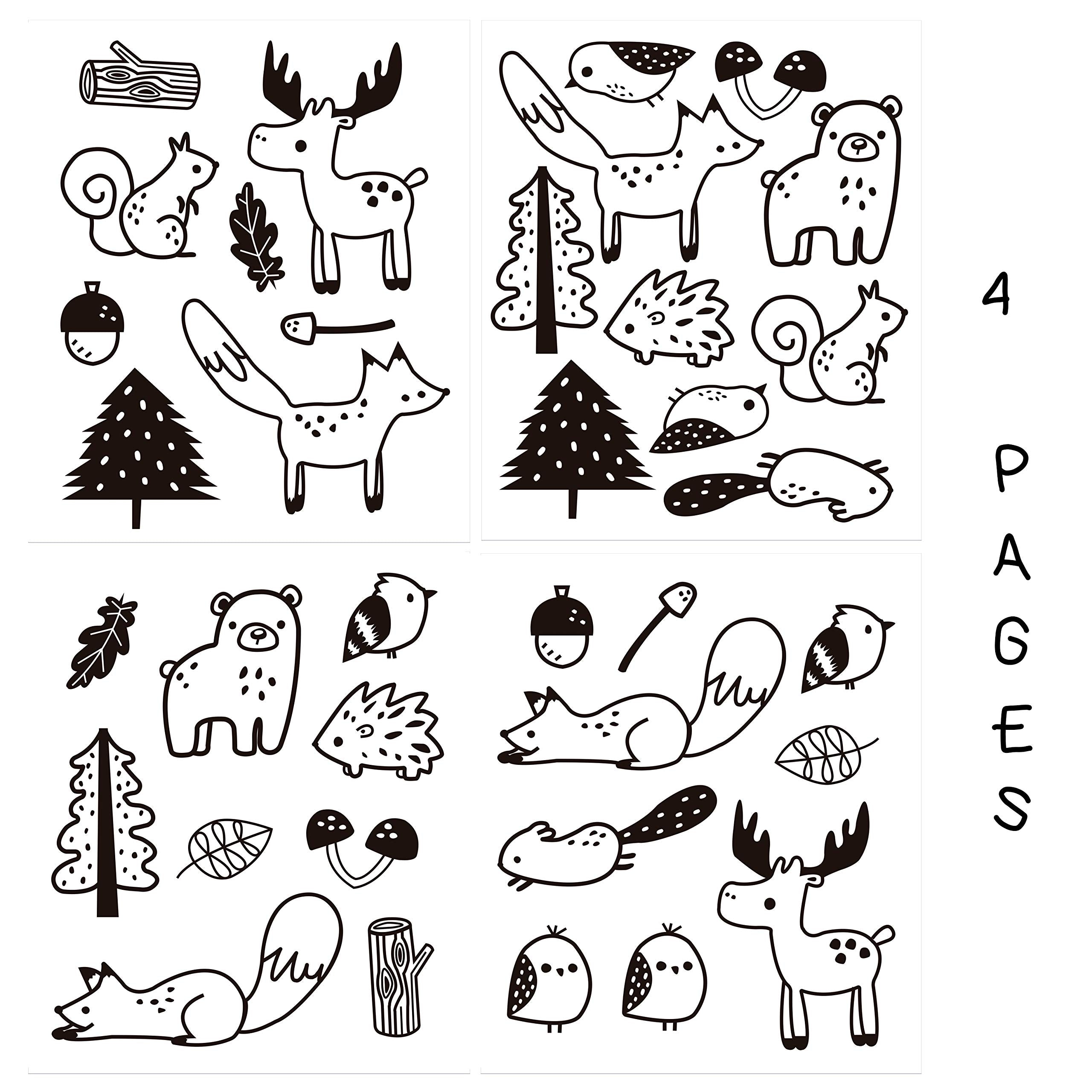 The Boho Design Forest Animal Wall Decals Peel and Stick for Kids, Baby Bedroom Nursery and Living Room. 36 pcs Adhesive Vinyl Wall Stickers Decor (White)