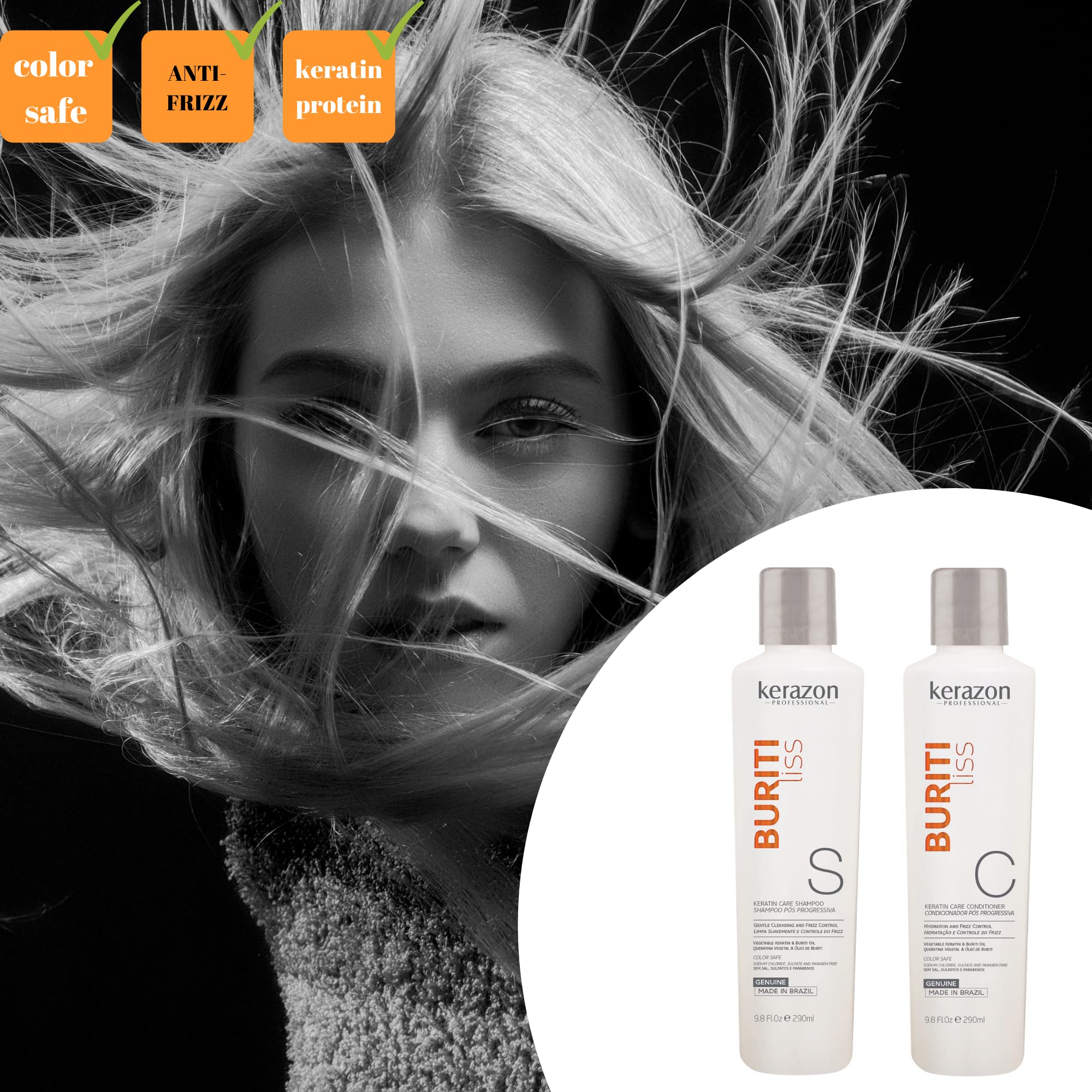 Sulfate Free Anti Frizz Color Safe Keratin Care Shampoo & Conditioner DUAL pack. Imported. NEW LOOK AND PACKAGING!!