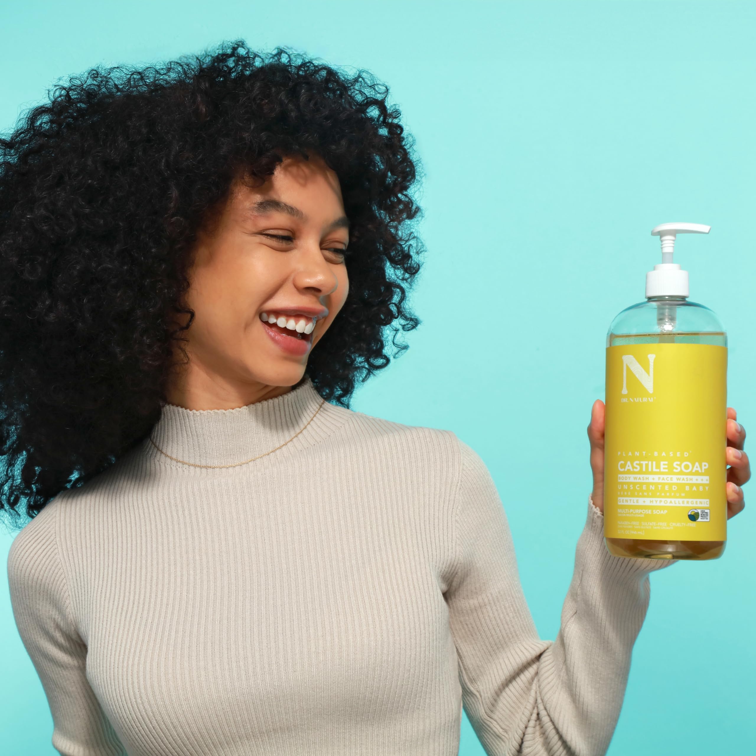 Dr. Natural Castile Liquid Unscented Baby Soap, Mild, 32 oz - Plant-Based - Made with Organic Shea Butter - Rich in Essential Oils - Sulfate and Paraben-Free, Cruelty-Free - Multi-Purpose Soap