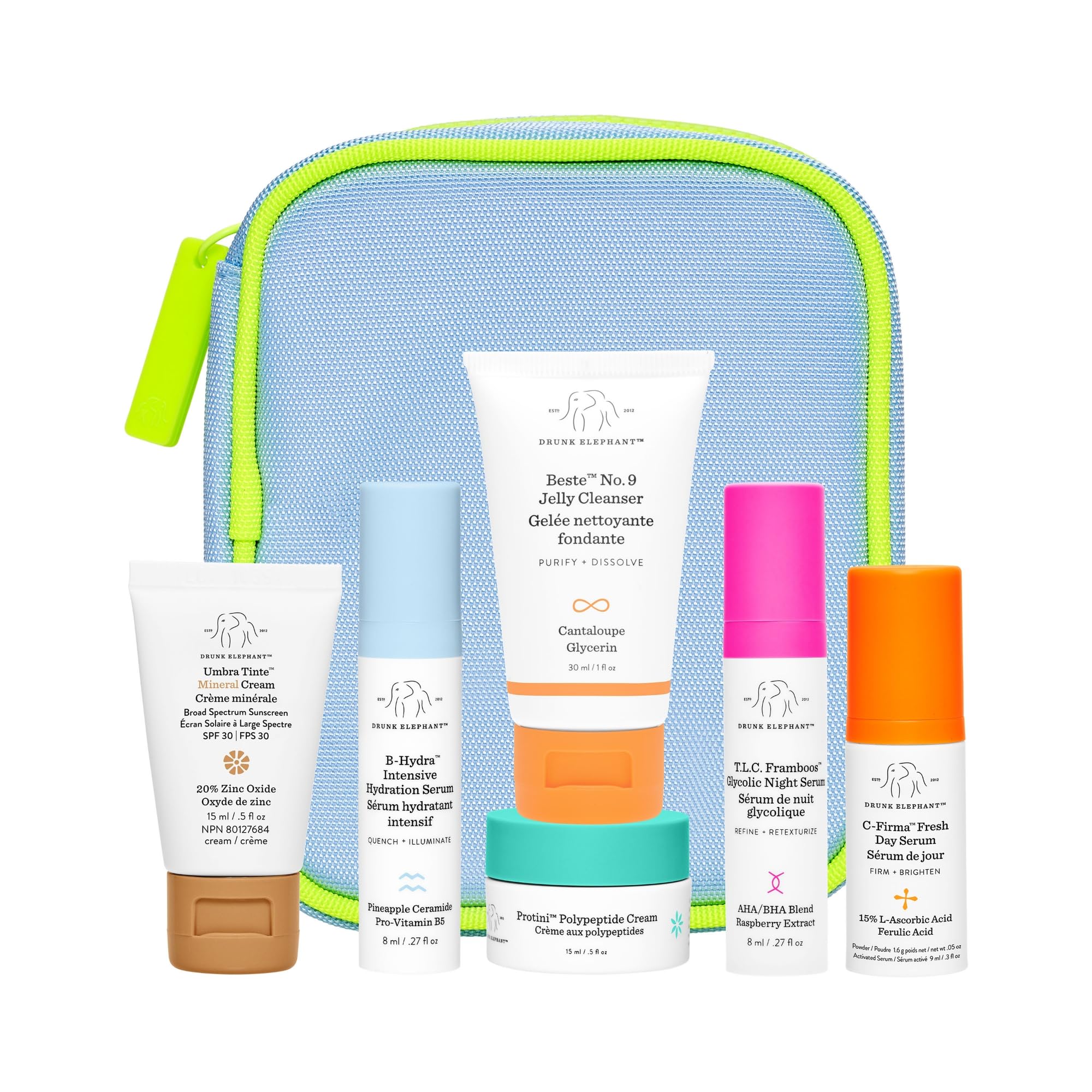 Drunk Elephant The Littles 7.0 - Includes Six Travel-Friendly A.M. and P.M. Essentials - Free of Essential Oils, Silicones & Fragrances