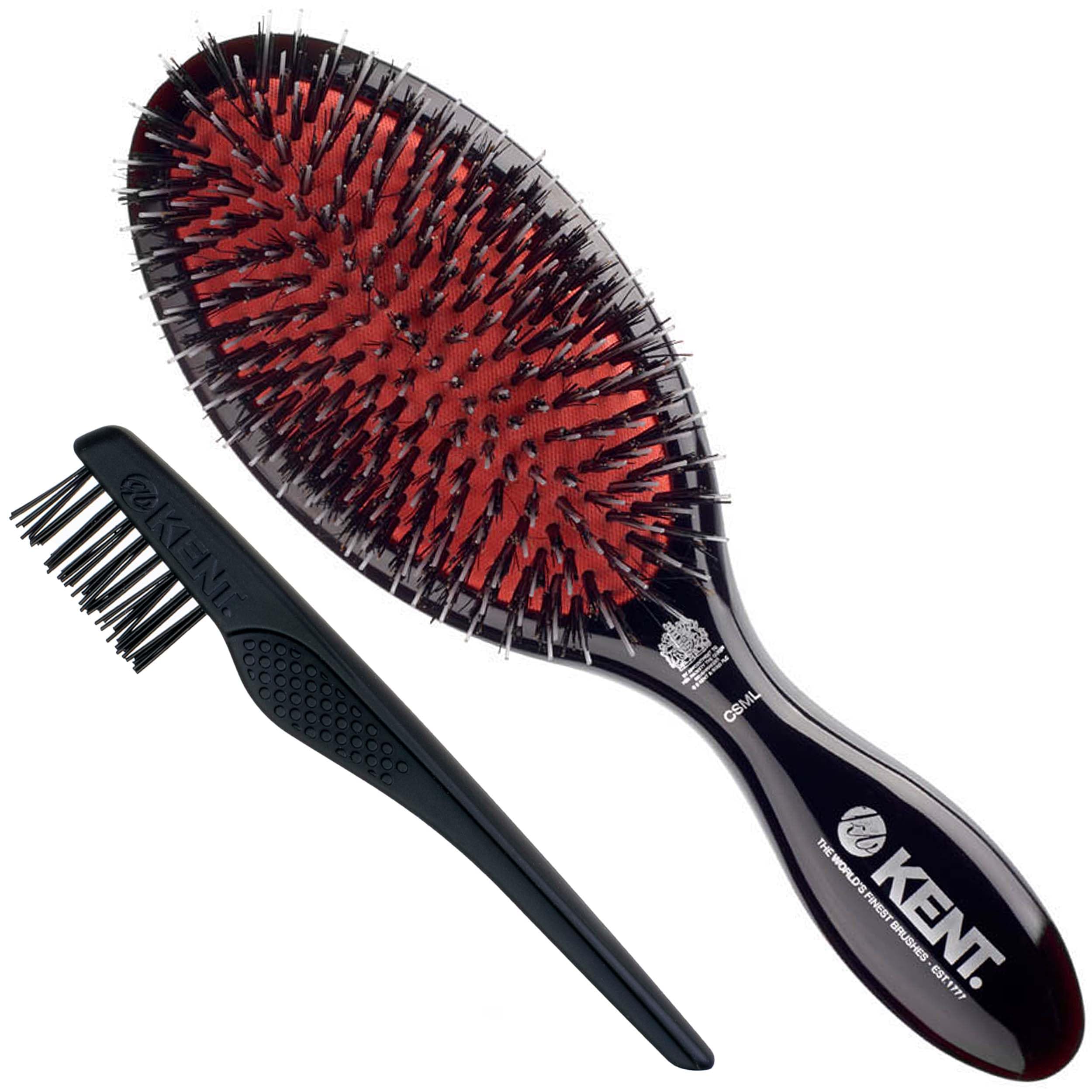 Kent Midnight Ruby Finish Blended Nylon & Pure Bristle Handbag Brush, Black