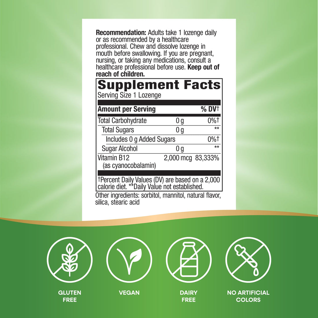 Nature's Way Vitamin B12 Lozenge, 100 Count (2 Pack)