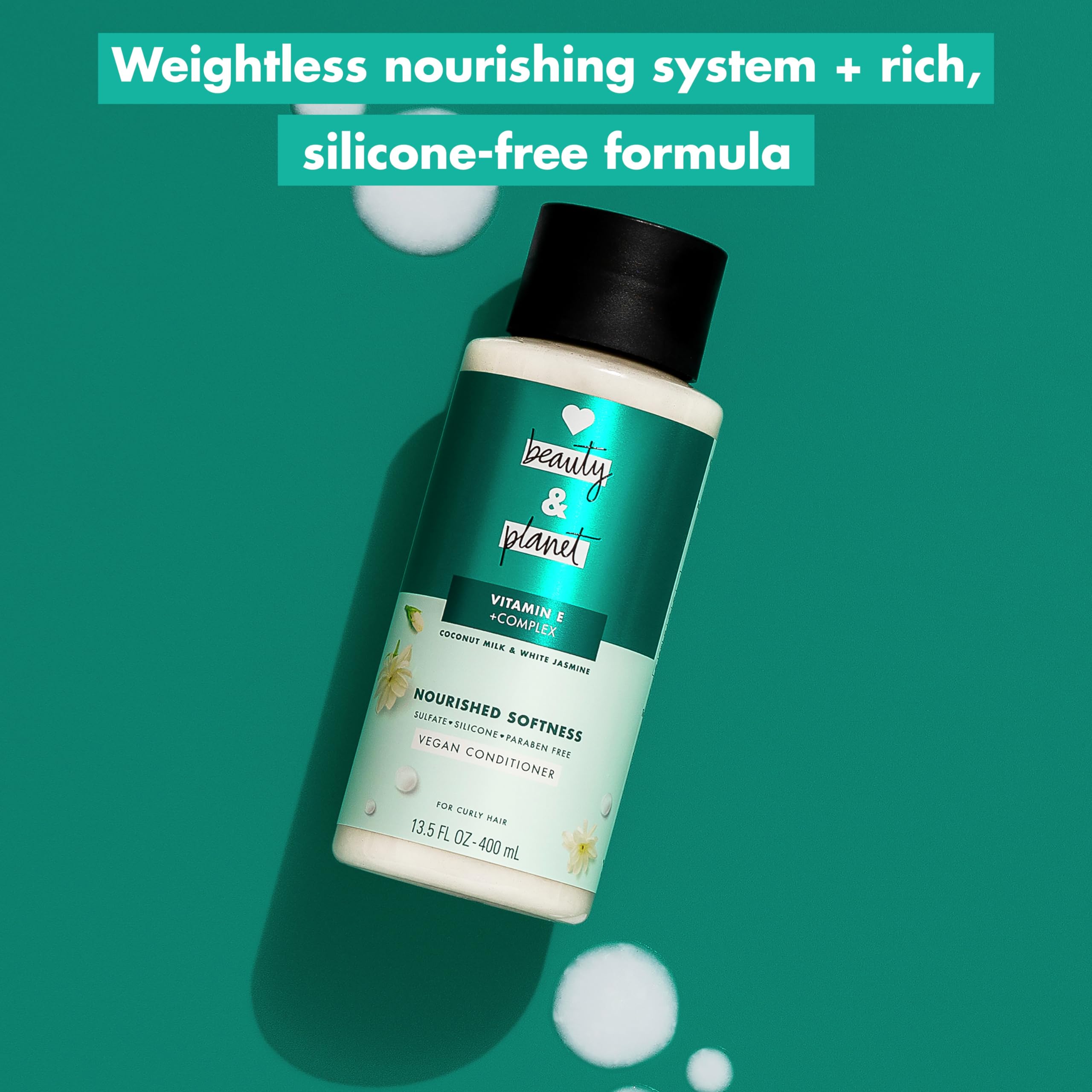 Love Beauty and Planet Conditioner with Vitamin E Coconut Milk & White Jasmine for Curly Hair & Natural Definition, Sulfate, Silicone, & Paraben Free. Cruelty-Free. 13.5 oz