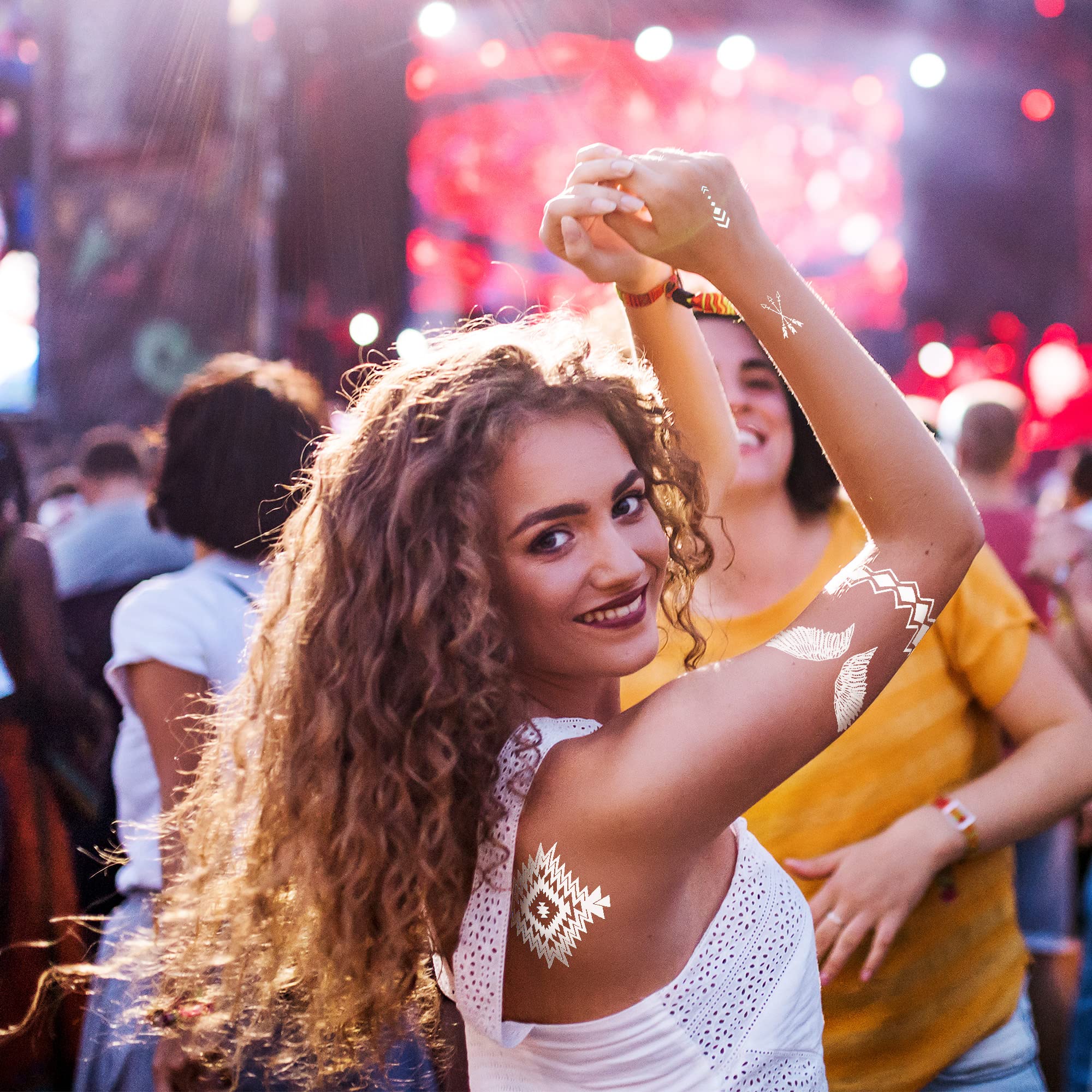 White Temporary Tattoos for Women Teens Girls - 9 Sheets Henna White Lace Fake Tattoos - Tattoo Designs Jewelry Tattoos - 100+ White Flash Fake Waterproof Tattoo Stickers