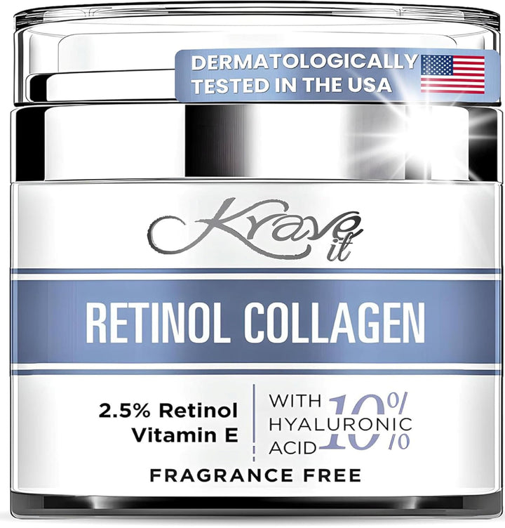 Retinol Cream for Face, Anti Aging Cream - Vitamin E, B5 & Hyaluronic Acid for Skin Care, Anti Wrinkle Face Cream with Collagen for Women/Men, Day-Night Face Moisturizer for Woman, Collagen Cream1.7oz