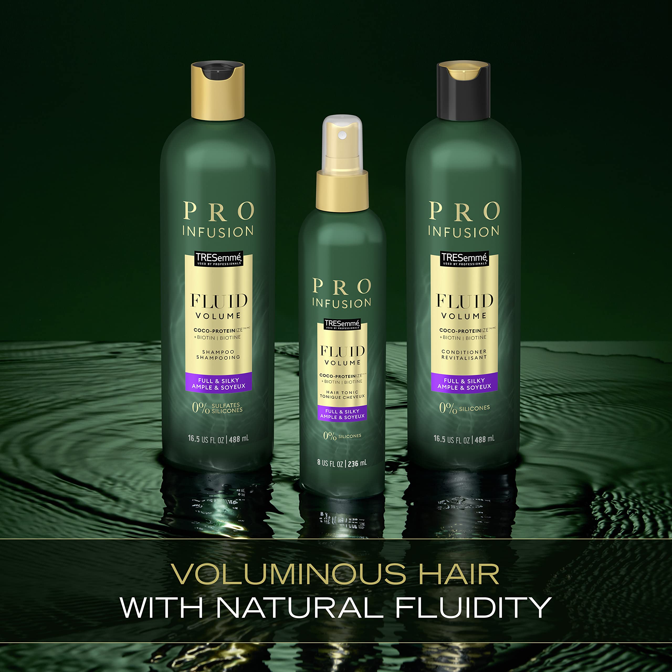 TRESemmé Cruelty-Free Pro Infusion Fluid Volume Conditioner For Full & Silky Hair Infused With Natural Coconut Droplets + Plant-Based Salon Protein + Biotin 16.5oz