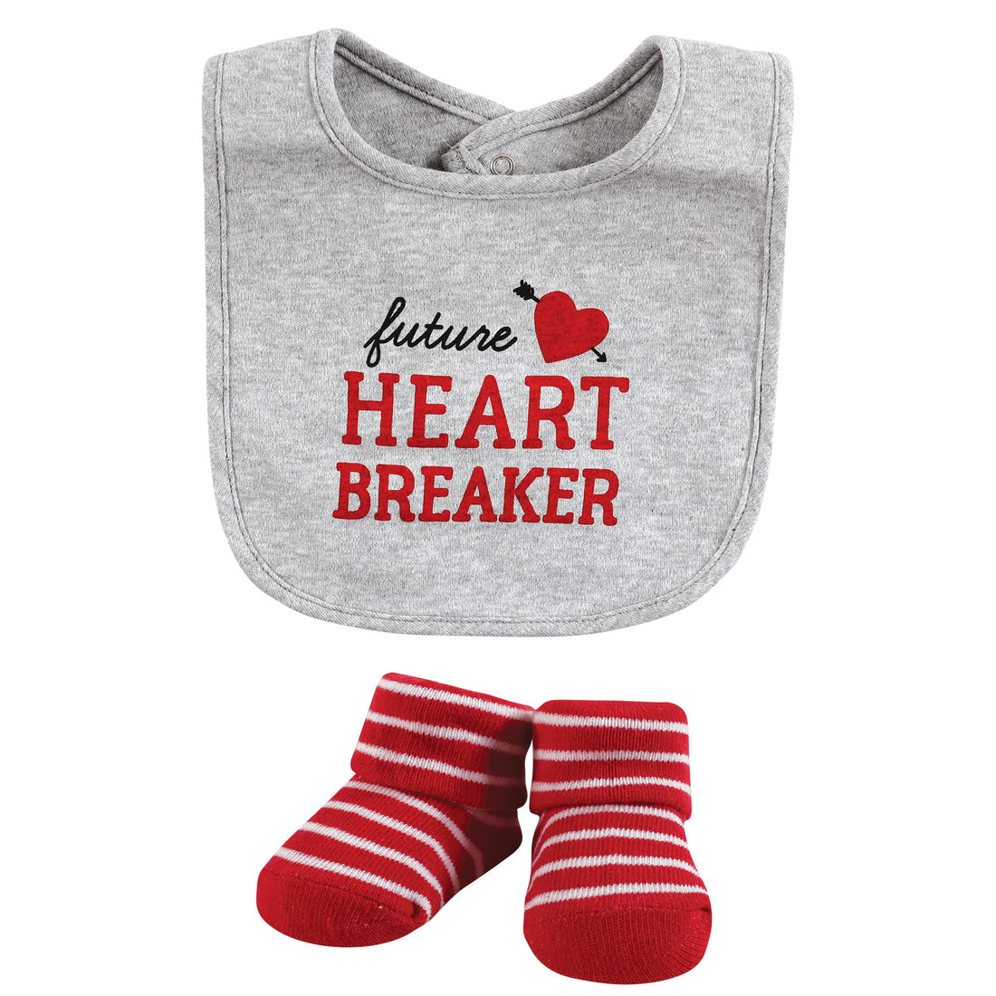Hudson Baby Unisex Baby Cotton Bib and Sock Set, Valentine Heartbreaker, One Size