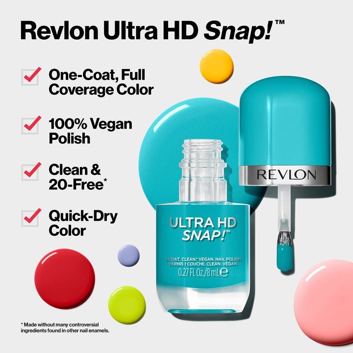 REVLON Ultra HD Snap Nail Colors & Polish, Natural Rich Glossy, 100% Vegan Formula, No Base and Top Coat Needed, 029 Berry Bliss, 0.27 Fl Oz