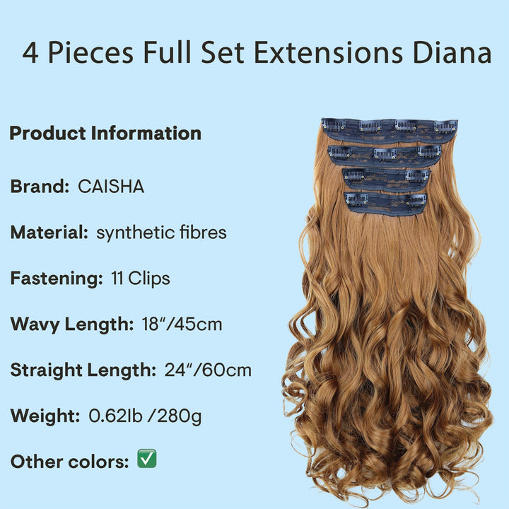 PRETTYSHOP XXL 24 4 pcs Full Head Set Clip In Hair Extensions Hairpiece Heat-Resisting Light Brown CES304-1