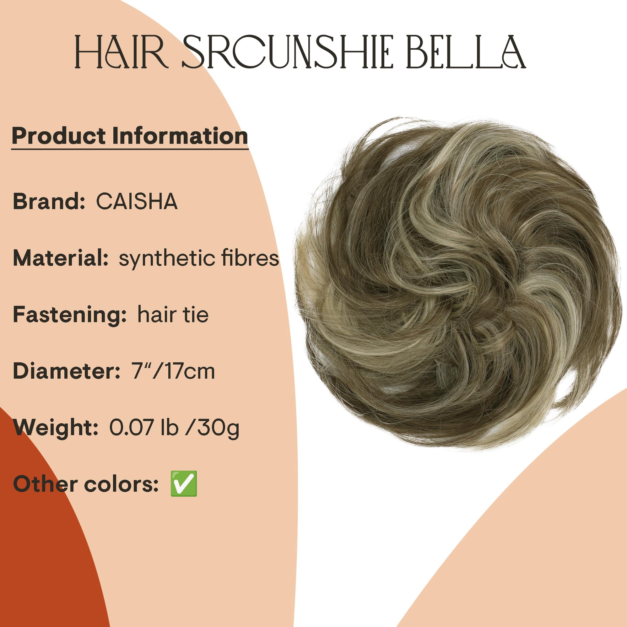 brown blonde mix 12H88 : PRETTYSHOP Scrunchie Bun Up Do Hair piece Hair Ribbon Ponytail Extensions Wavy Curly or Messy Various Colors(brown blonde mix 12H88)
