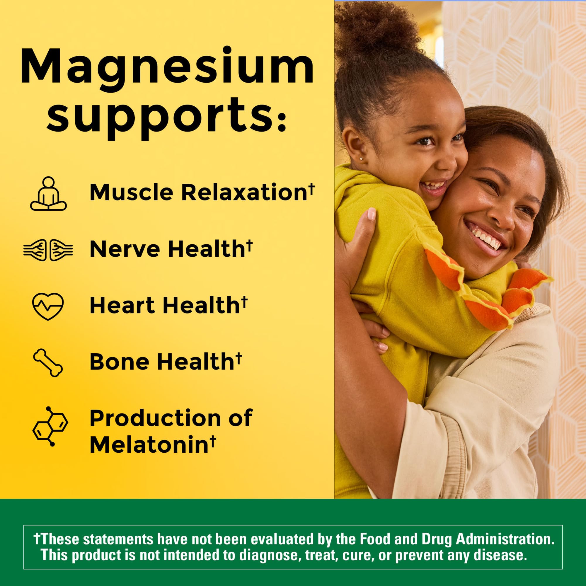 Nature Made Magnesium Glycinate 200 mg per serving, Magnesium Supplement for Muscle, Heart, Nerve and Bone Support, 180 Magnesium Bisglycinate Capsules, 90 Day Supply