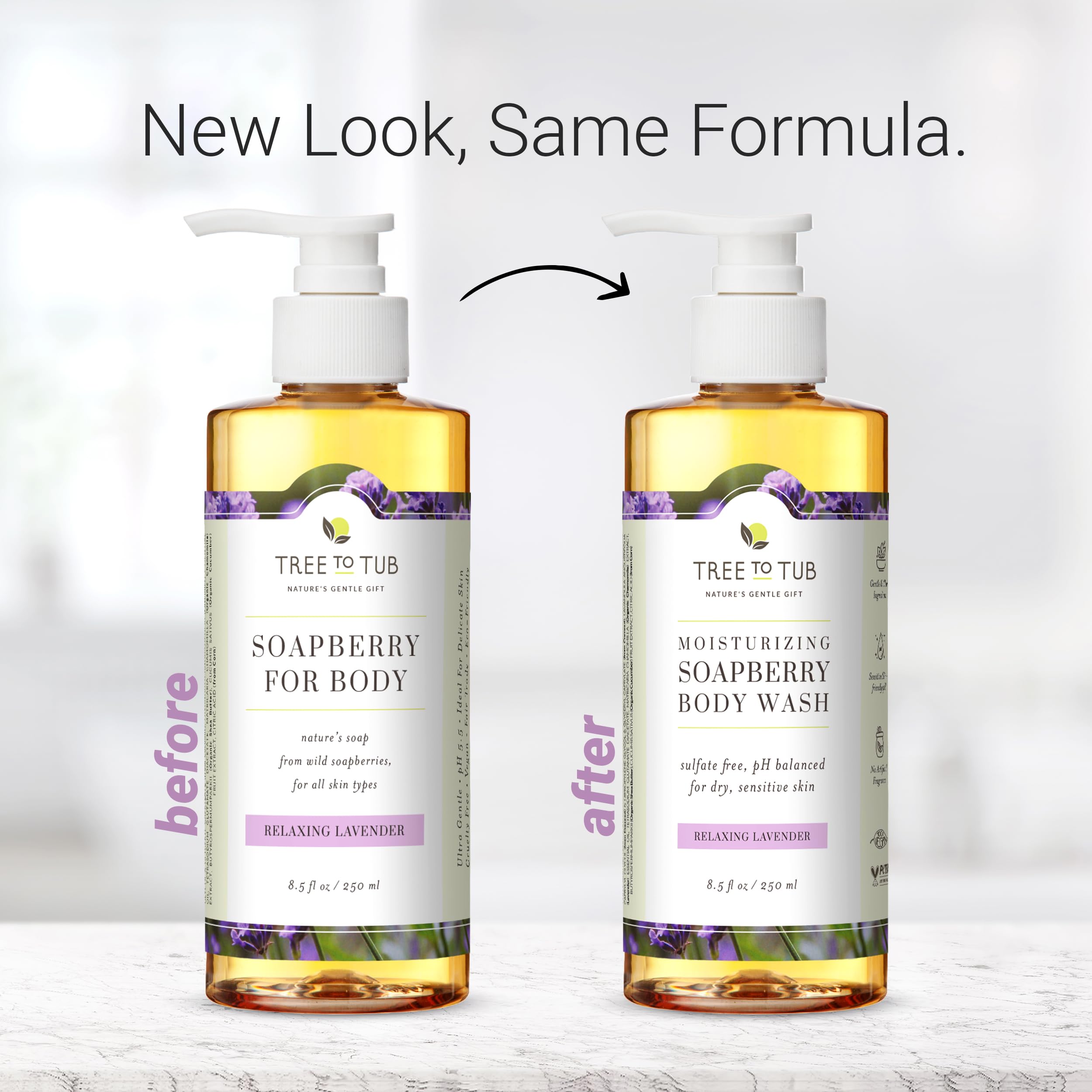 Tree to Tub Lavender Body Wash for Sensitive Skin & Dry Skin - pH Balanced Moisturizing Body Wash, Hydrating Sulfate Free Vegan Body Soap for Women & Men w/Organic Shea Butter, All Natural Aloe Vera