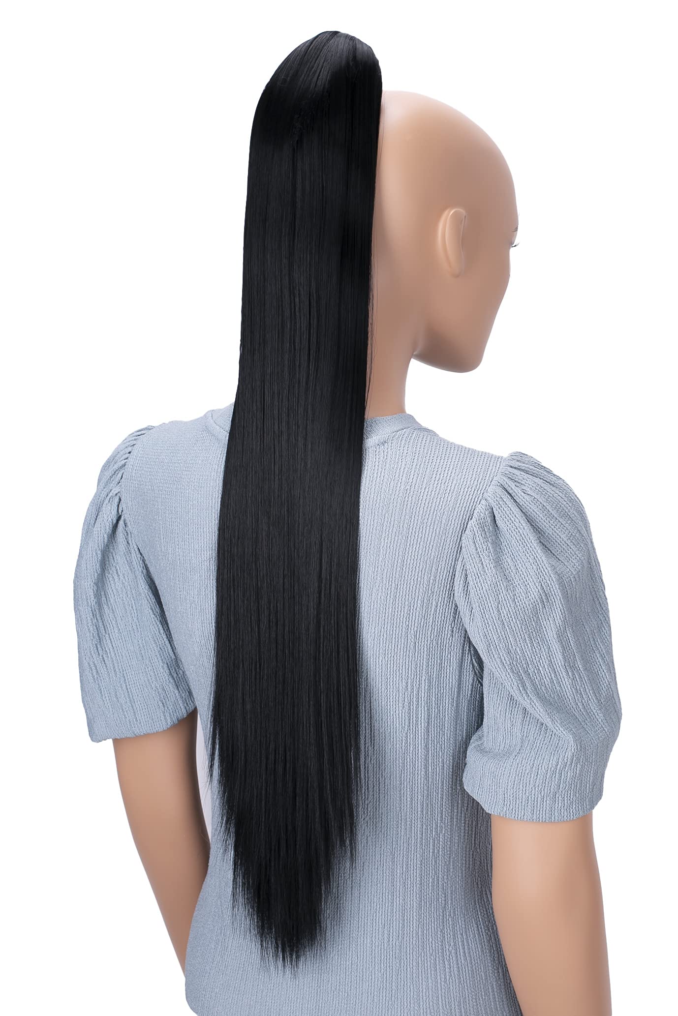 27 black # 1 H74 : PRETTYSHOP Hairpiece Ponytail Hair Clip on Extension Long hair smooth Heat-Resisting 27 black # 1 H74