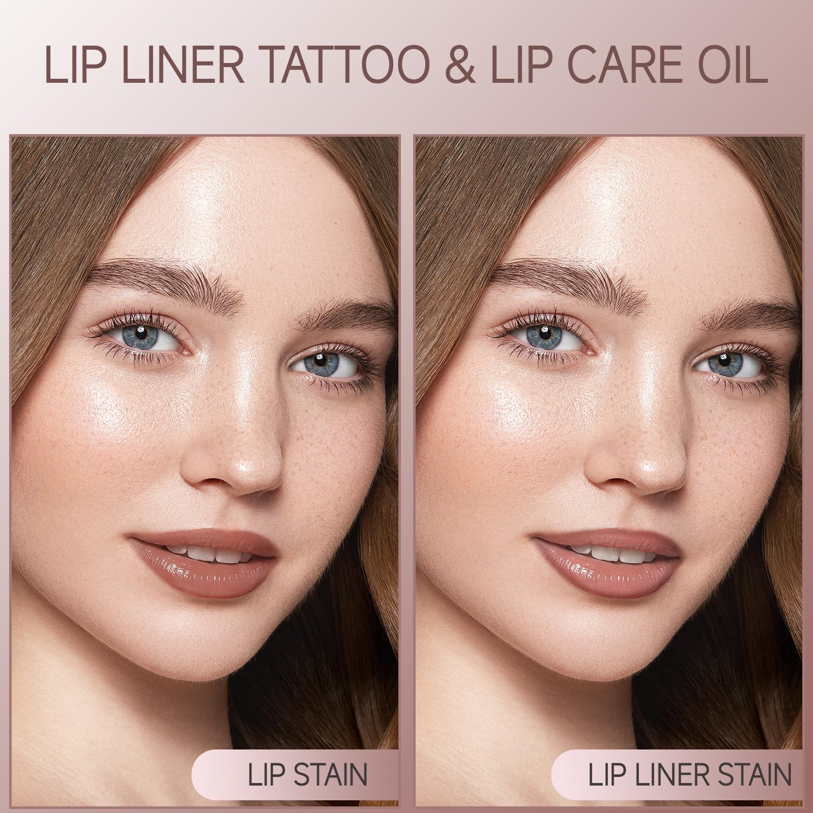 KISSIO Lip Stain Set,Peel Off Lip Liner Stain and Lip Care Oil,Transfer Proof,Long Lasting and Waterproof Lip Tint,Matte Finish,Lip Combo,05 Light brown