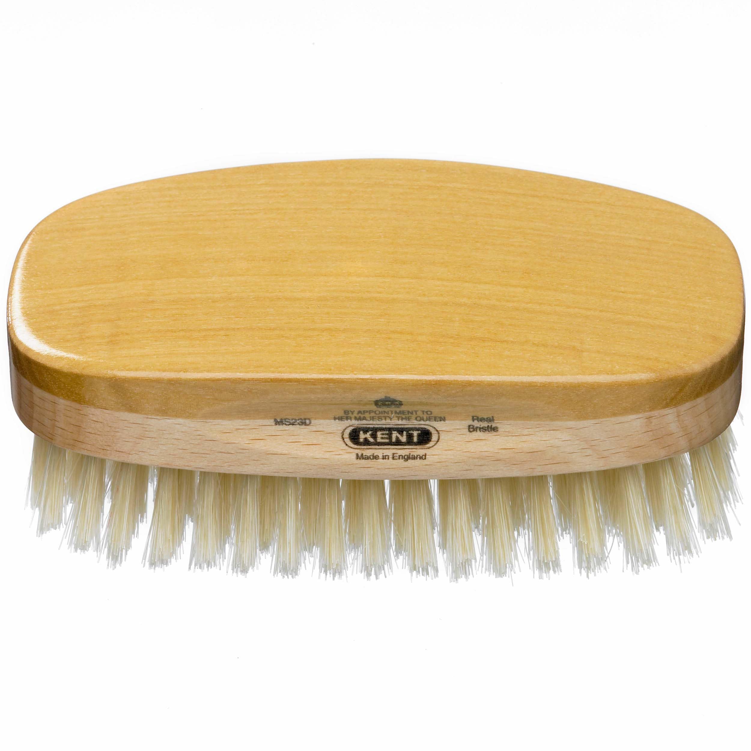 Kent Ms23d Rectangular Satinwood + Beechwood Soft White Pure Bristle Military Brush