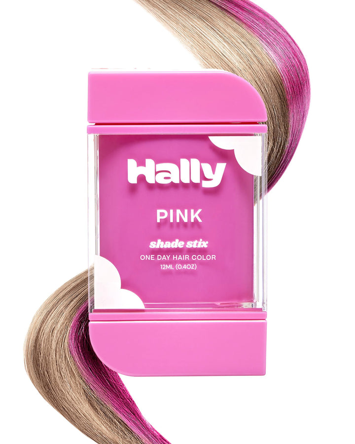 Hally Hair Temporary Hair Color, Shade Stix (Pink) - 12 ml Washable Hair Chalk for Kids, Teens & Adults - One Day Pop of Color for Festivals, Sporting Events & Parties, All Hair Types