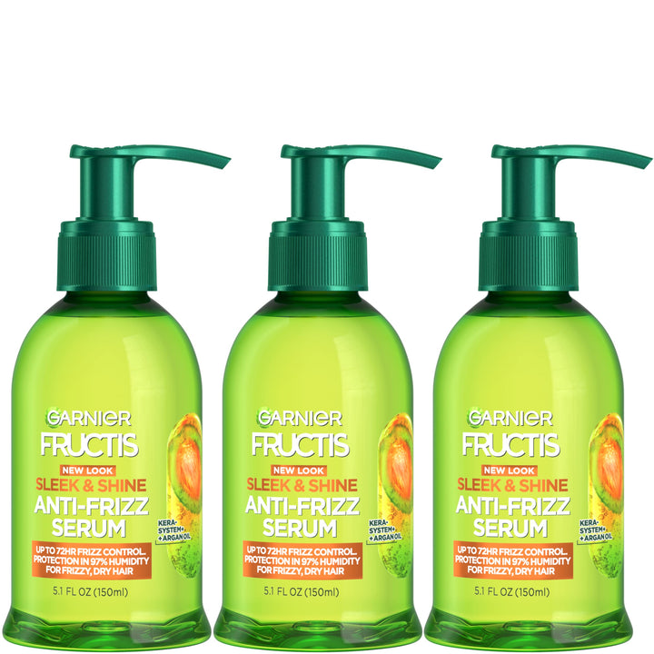 Garnier Fructis Sleek and Shine Anti-Frizz Serum for Frizzy, Dry, Unmanageable Hair, 5.1 Ounce (3 Count)