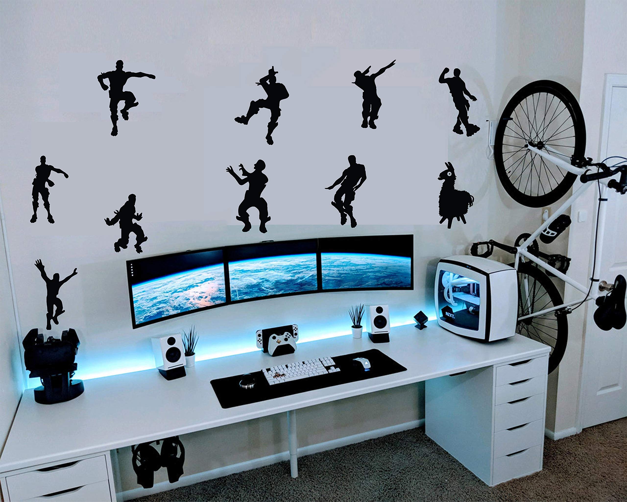 Video Game Wall Decal Wall Sticker Poster Floss Dancing Game Room Decor Peel & Stick Game Decal Baby Bedroom Home Decor Gaming Stickers (34.6 x 23.6) (Black)