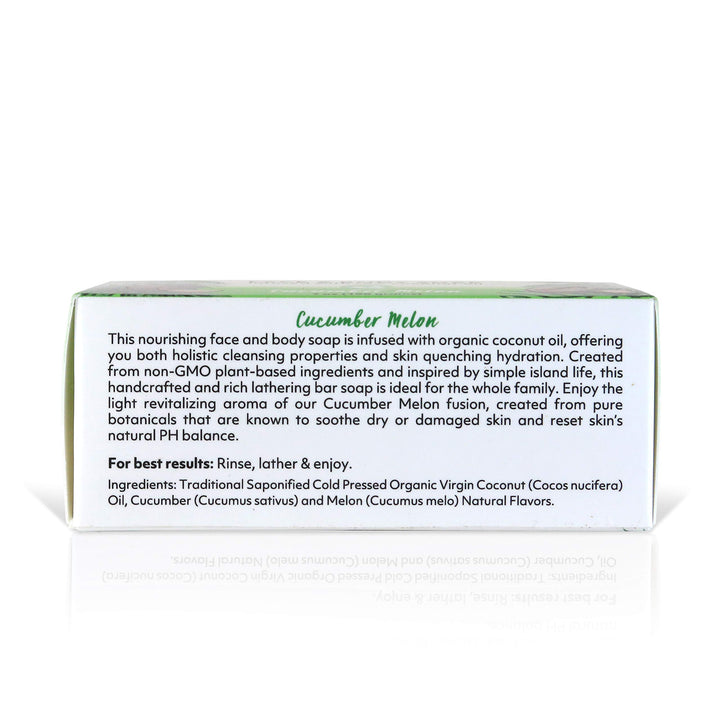Organic Fiji Coconut Oil Soap, For Face and Body, Cucumber Melon, 7-Ounces by Organic Fiji