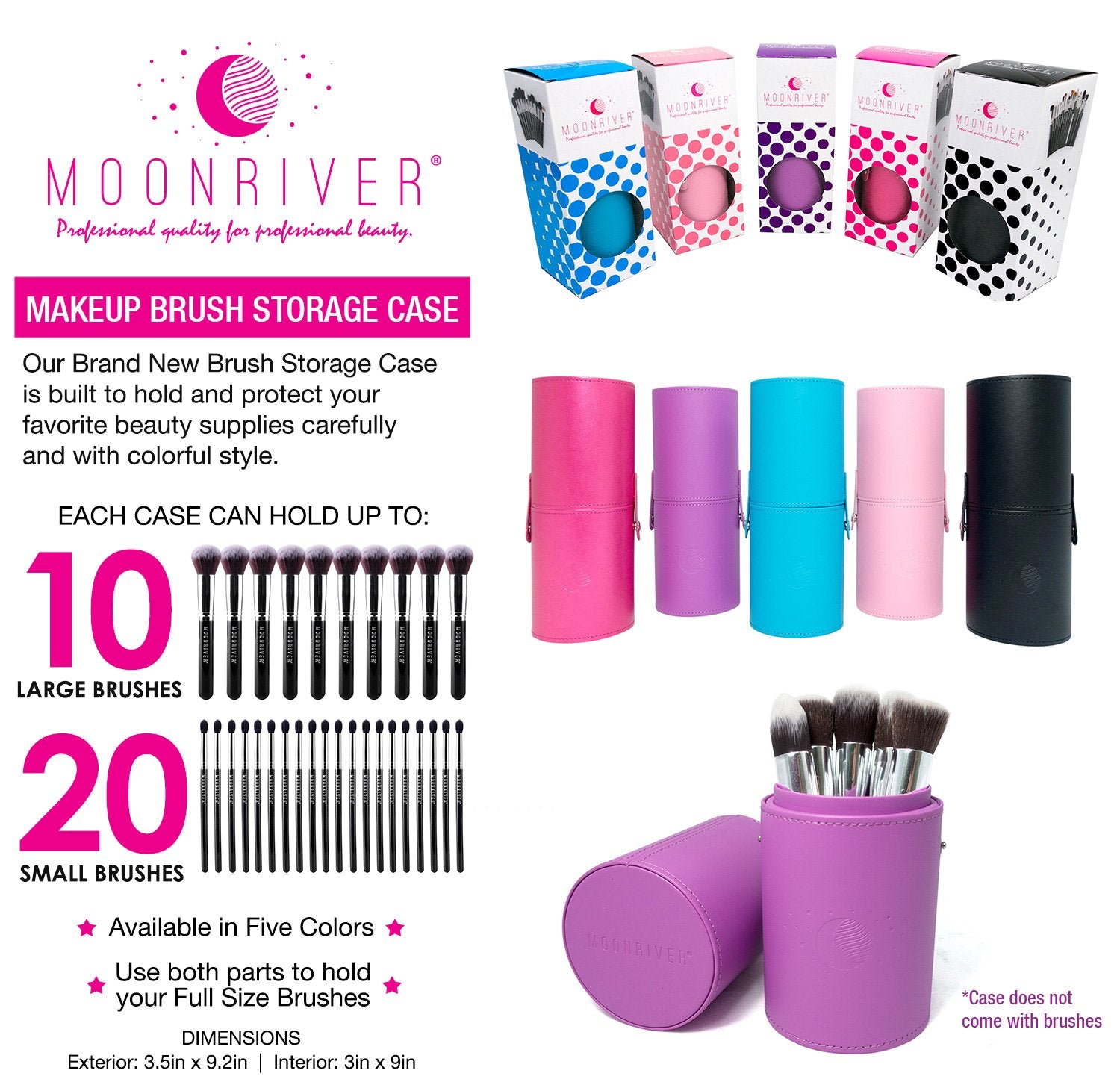 Blue : Moonriver Beauty Premium Makeup Brush Case, 9 Inch (Blue)