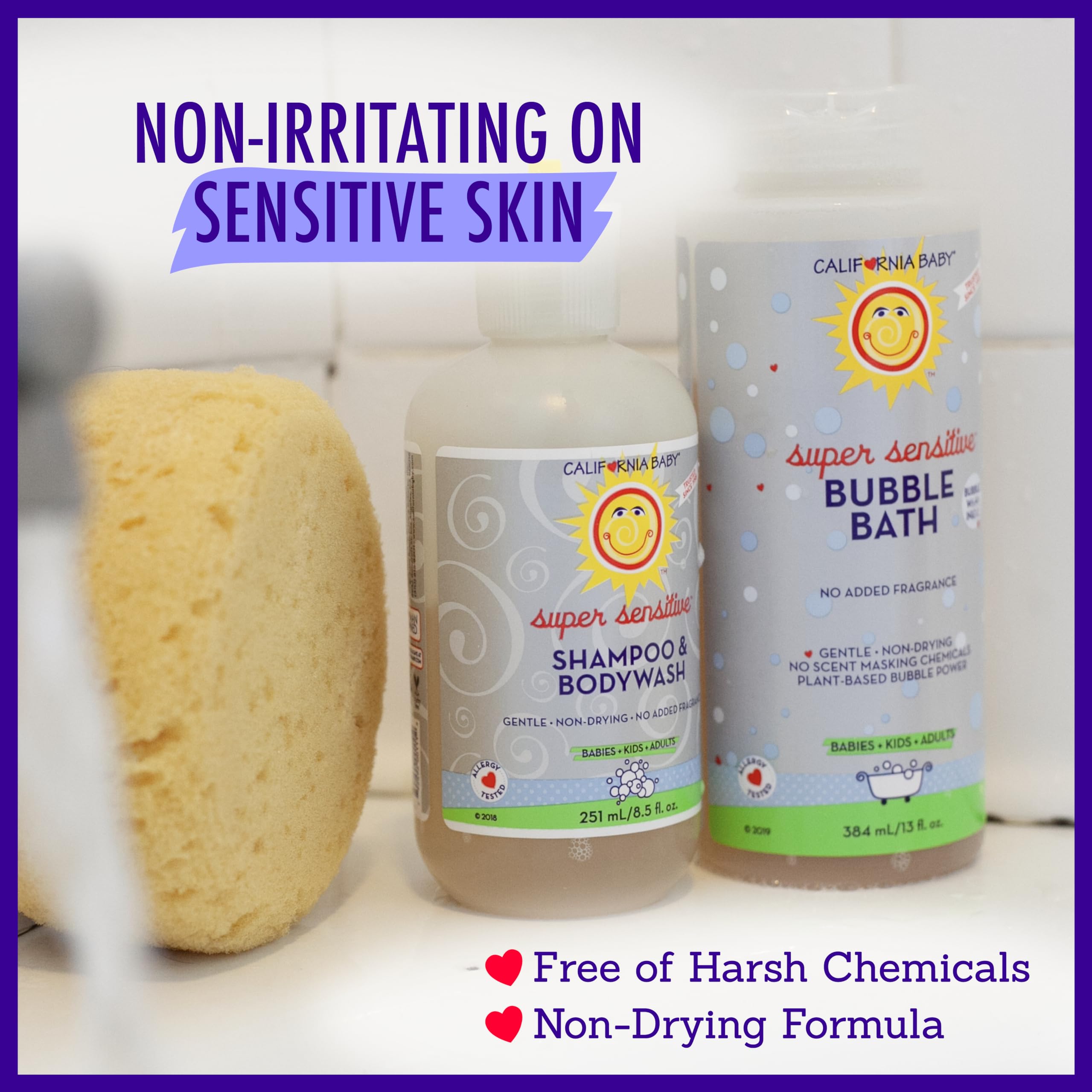 California Baby Super Sensitive Bubble Bath | No Added Fragrance | 100% Plant-Based Ingredients (USDA Certified) | Allergy Friendly | Babies, Adults & Kid Bubble Bath | Ideal for Sensitive Skin | Free