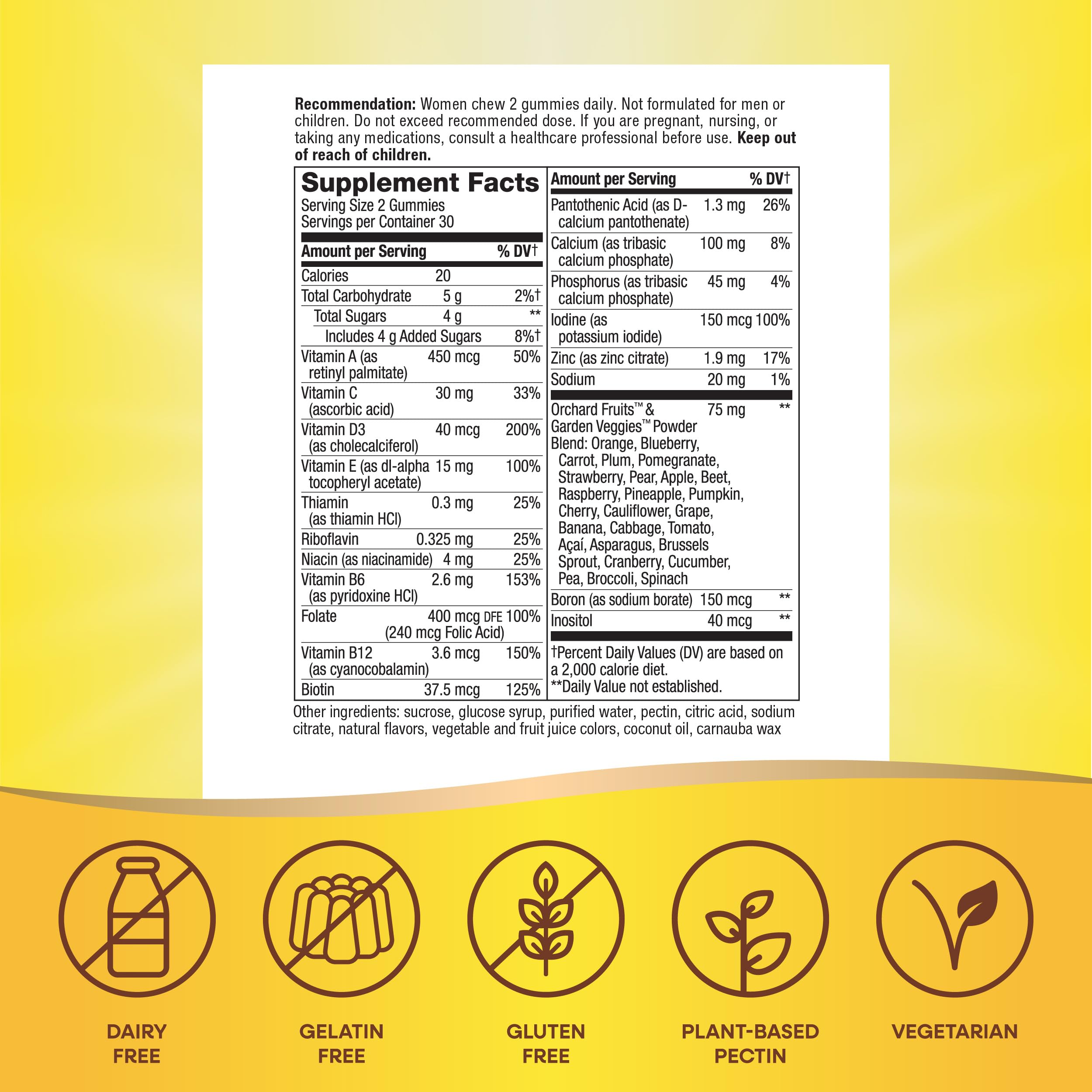 Nature's Way Alive! Women’s Gummy Multivitamin, 16 Vitamins & Minerals, Energy Metabolism*, Hair Skin & Nails*, Vegetarian, Mixed Berry Flavored, 60 Gummies (Packaging May Vary)