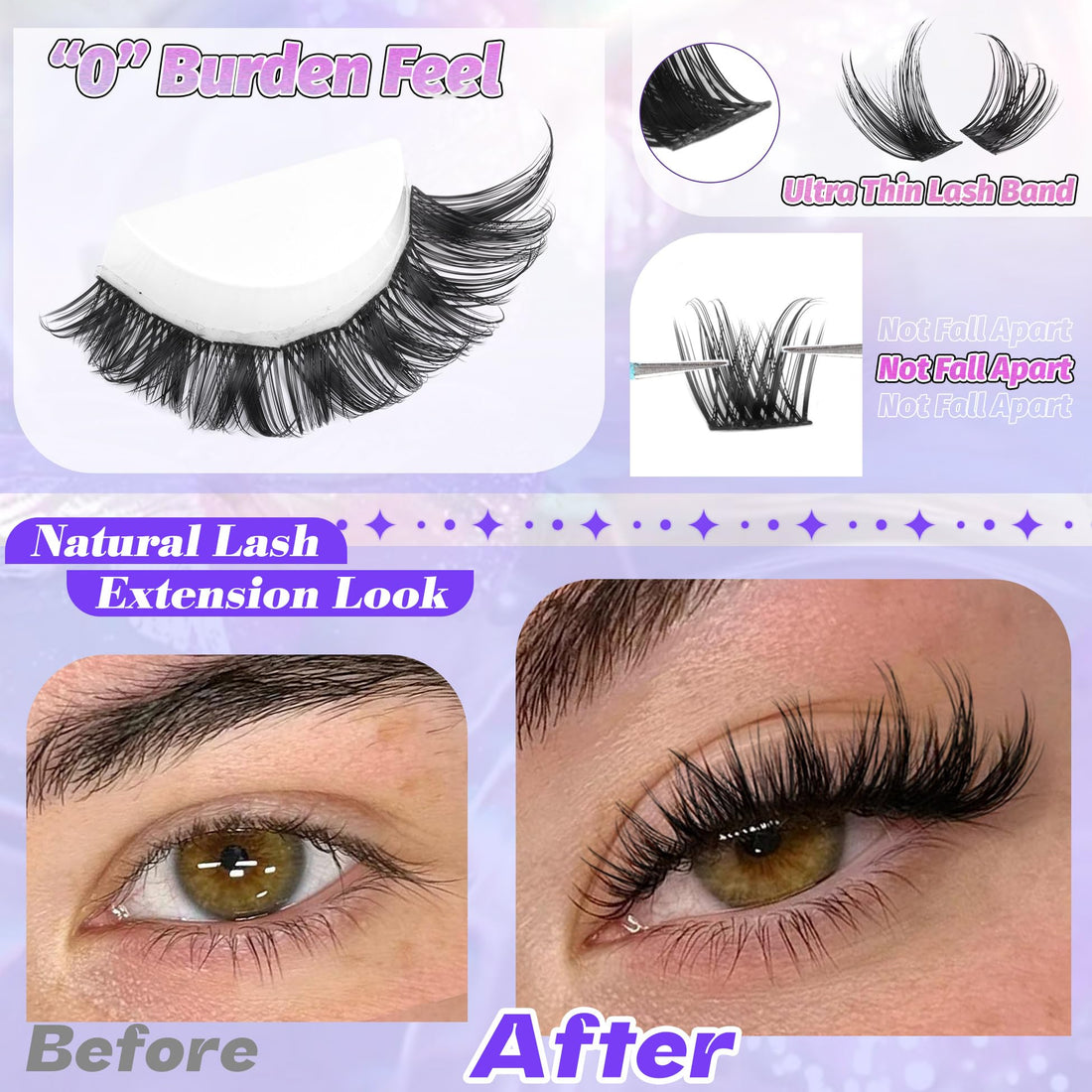 ALICE Lash Clusters Wispy Eyelash Clusters 168pcs 10-18mm Cluster Eyelash Extensions Natural Volume Lash Extensions DIY Individual Lashes Clusters with Soft Thin Band