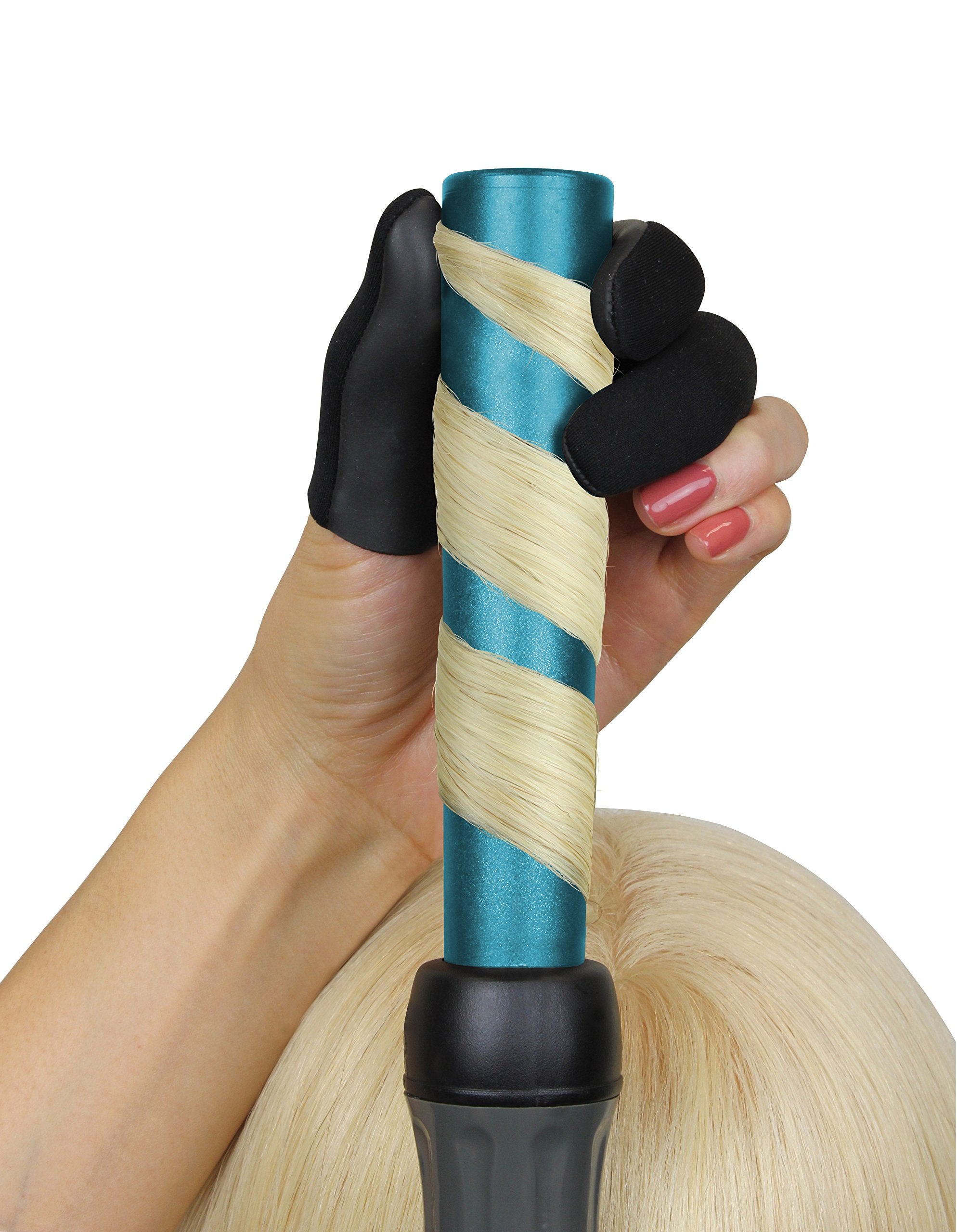 JATAI Heat Shield - Professional High Heat Resistant Finger Protection Guards for Curling and Flat Irons, Wands, Blow Dryers - 3pc (Thumb & 2 Fingers) (S/M - thumb 3/4 (2cm) wide or less, Black)