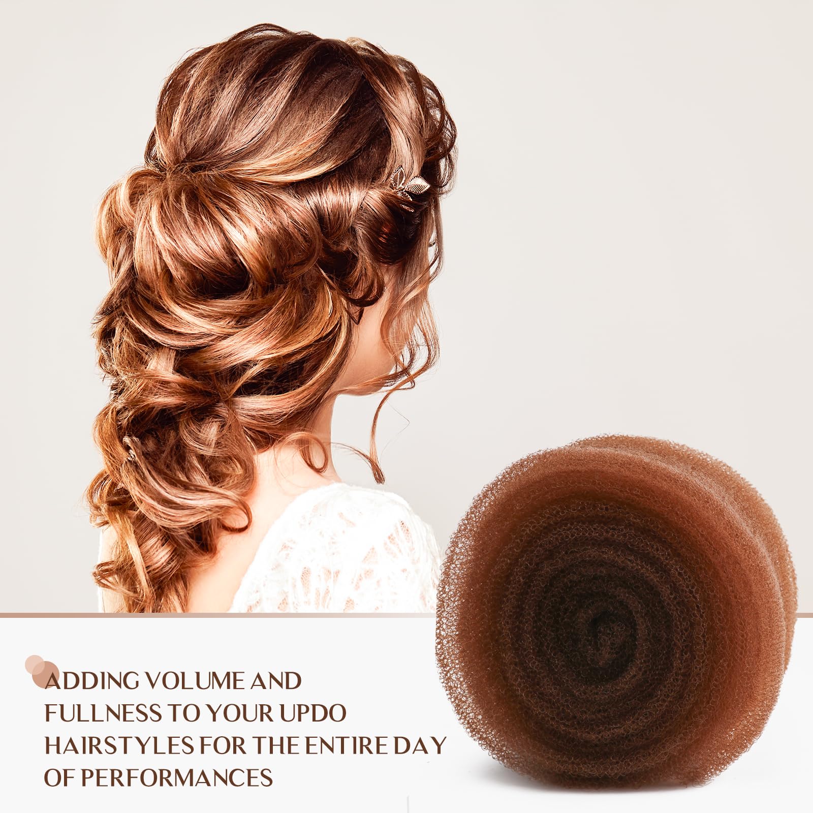 YGQQOY Updo Hair Filler, Padding, Sponge, Donuts, Volume Bumps It Tool and Hairpins, Light Brown