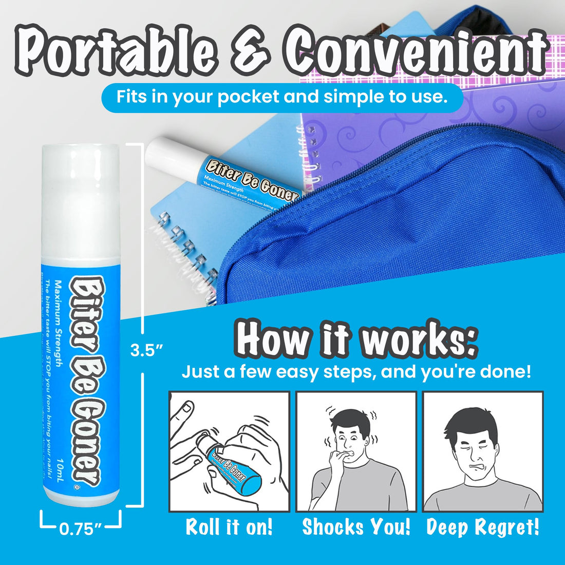 Stop Nail Biting | Nail Biting Deterrent | No Fumes | Not Glossy | Biter Be Goner, 0.3 oz