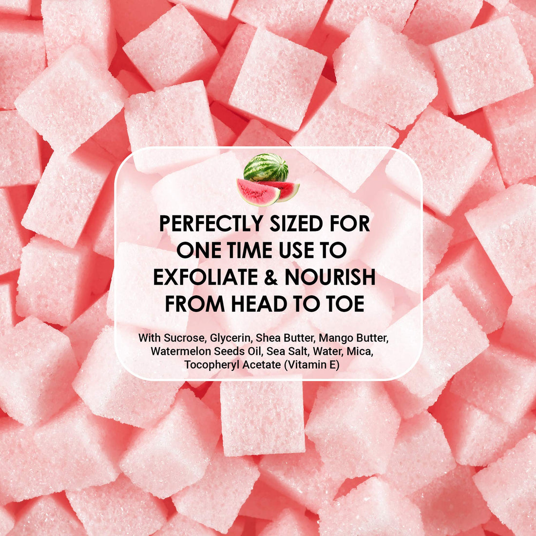 Body Scrub Exfoliator - 12oz WATERMELON Sugar scrub cubes w/Mango Butter & Shea butter- Ultra Hydrating & Moisturizing - All Natural & Organic for all body exfoliation- For hands, arms legs, elbow