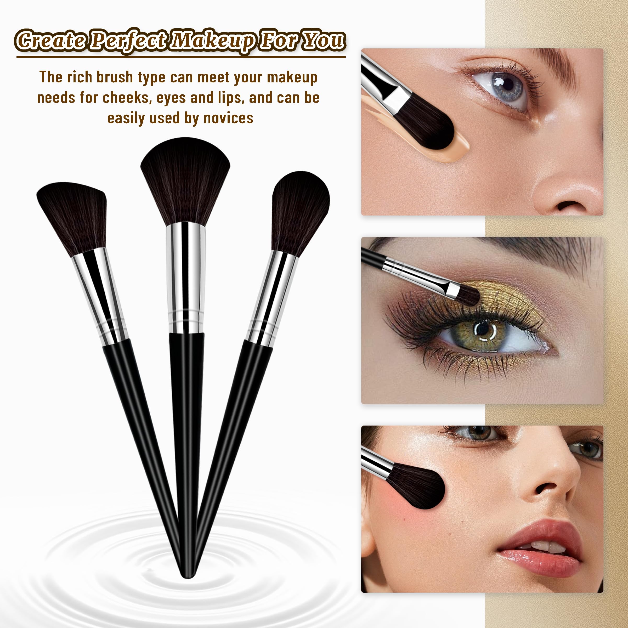 Makeup Brush Set, 14 Pcs Makeup Brushes with 2 Beauty Blenders, Travel Makeup Brush Set for Foundation, Concealer, Blush and Eyeshadow Brush(Black)