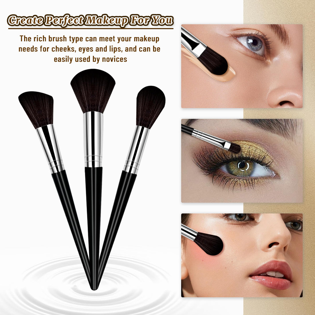 Makeup Brush Set, 14 Pcs Makeup Brushes with 2 Beauty Blenders, Travel Makeup Brush Set for Foundation, Concealer, Blush and Eyeshadow Brush(Black)