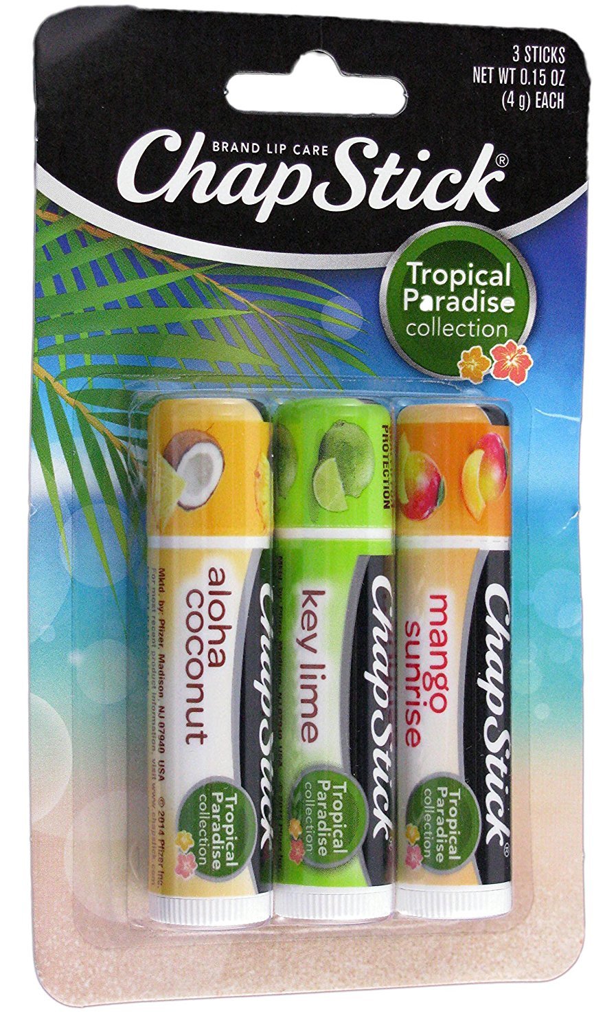 Tropical Paradise Chapstick Limited Edition: Set Of 3 Watermelon Coconut Mango