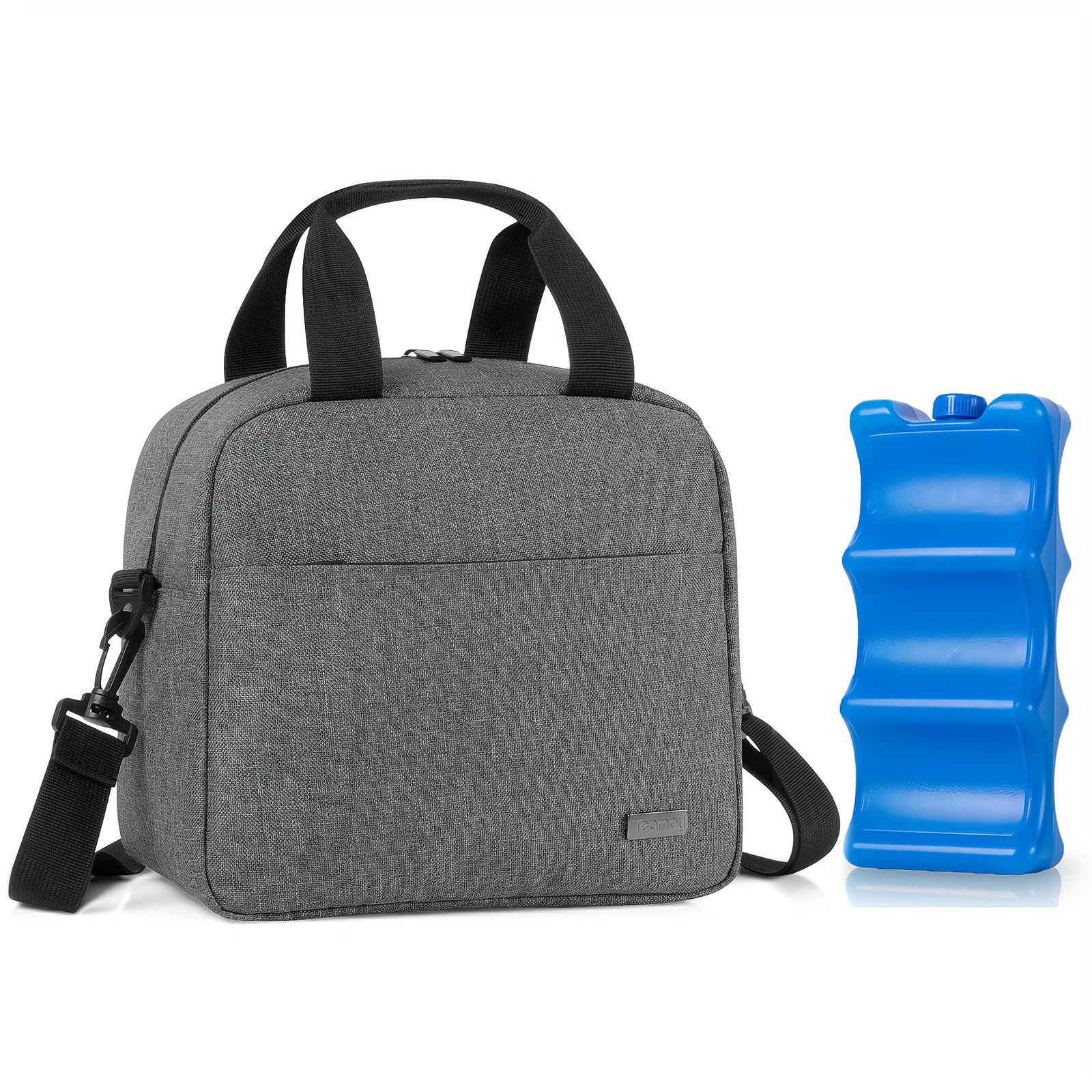 Teamoy Breastmilk Cooler Bag with Ice Pack, Travel Baby Bottle Carrier Tote Bag Fits Up to 6 Large 9 Ounce Bottles, Gray