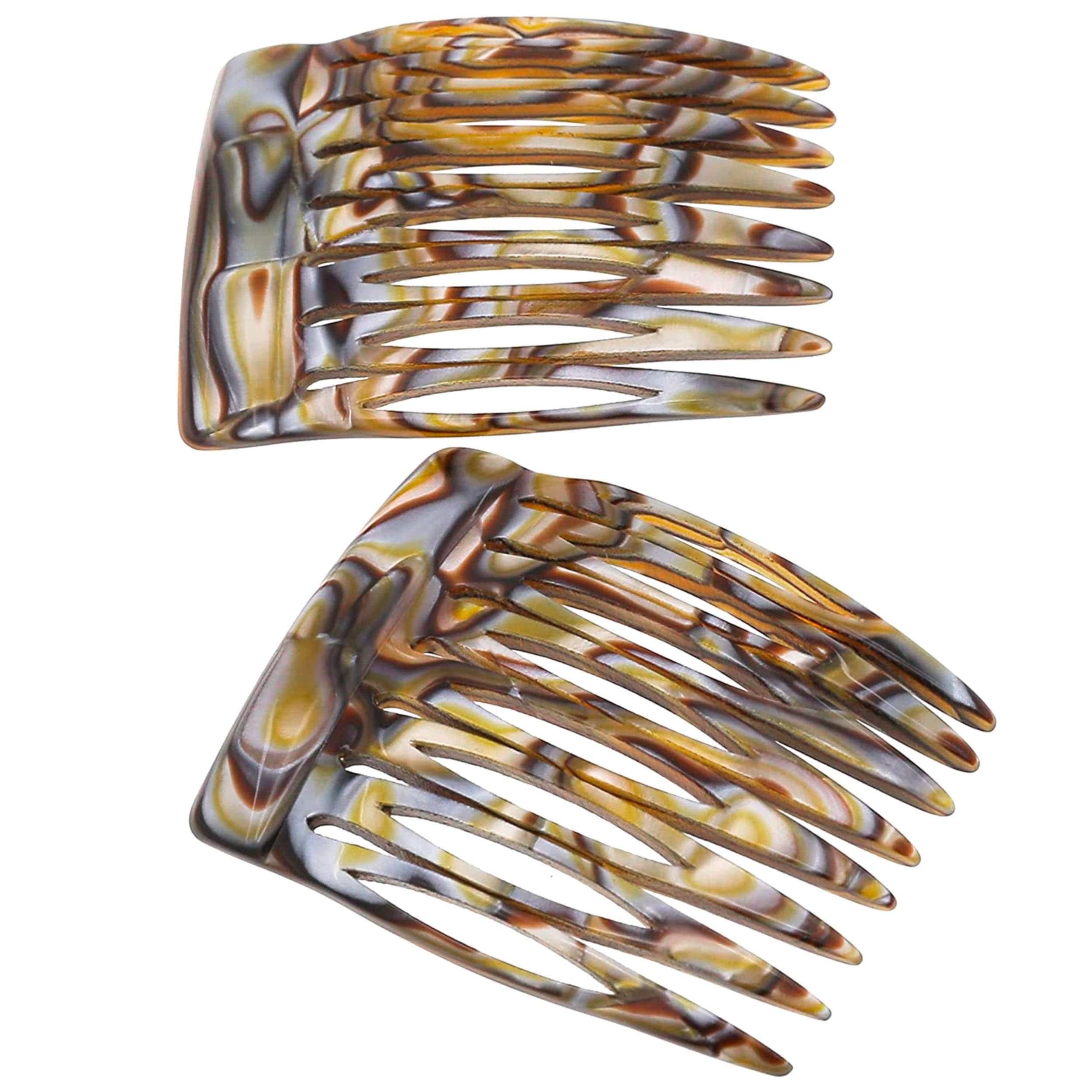 Camila Paris Handmade French Side Comb Small Rounded, Onix Finish, Strong Hold Grip Hair Clips for Women, No Slip and Durable Styling Girls Hair Accessories, Made in France (Onix)