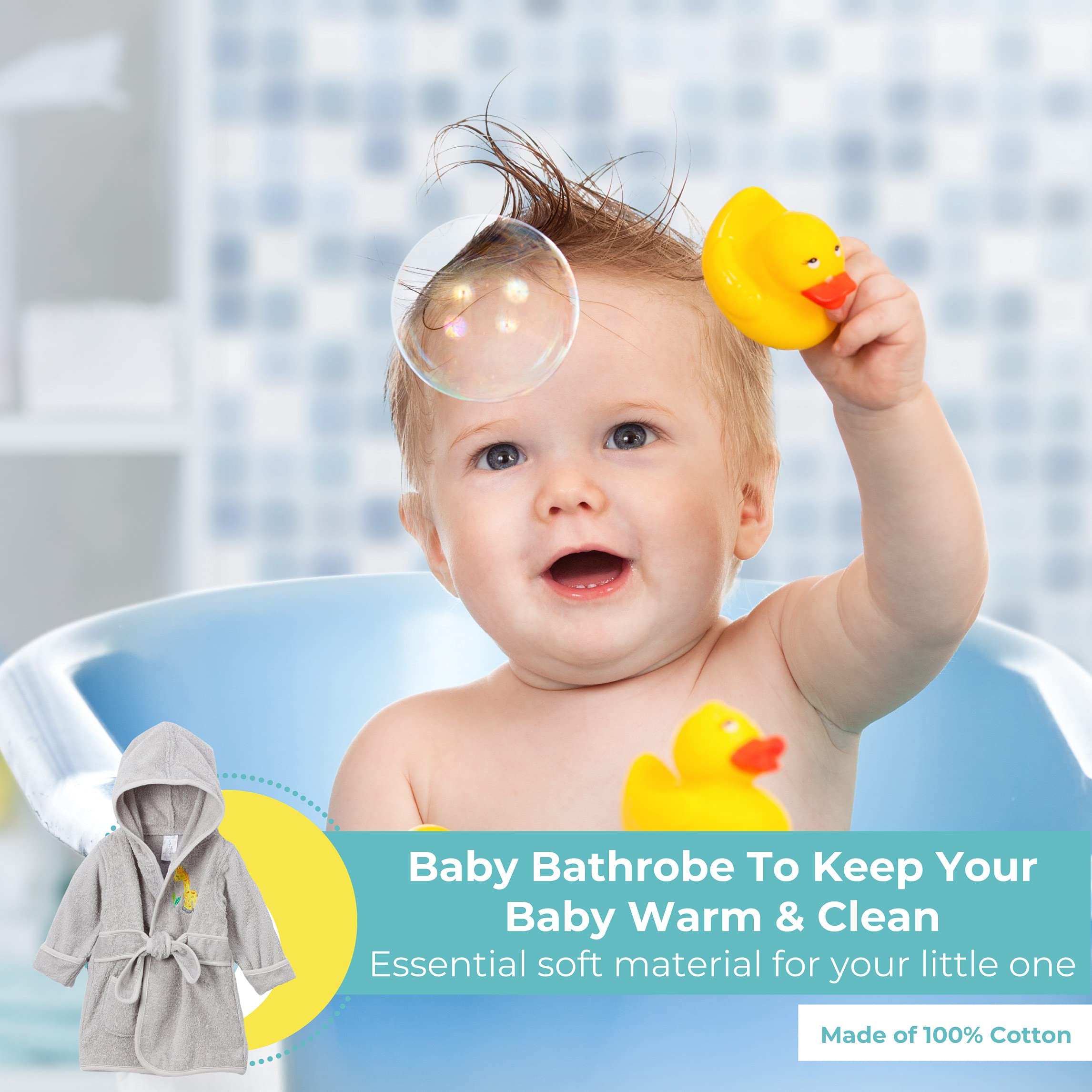 pasilk 100% Cotton Hooded Terry Bathrobe with Booties — Baby Girl Gifts — Baby Boy Gifts — 0-9 Months — Shower Gift