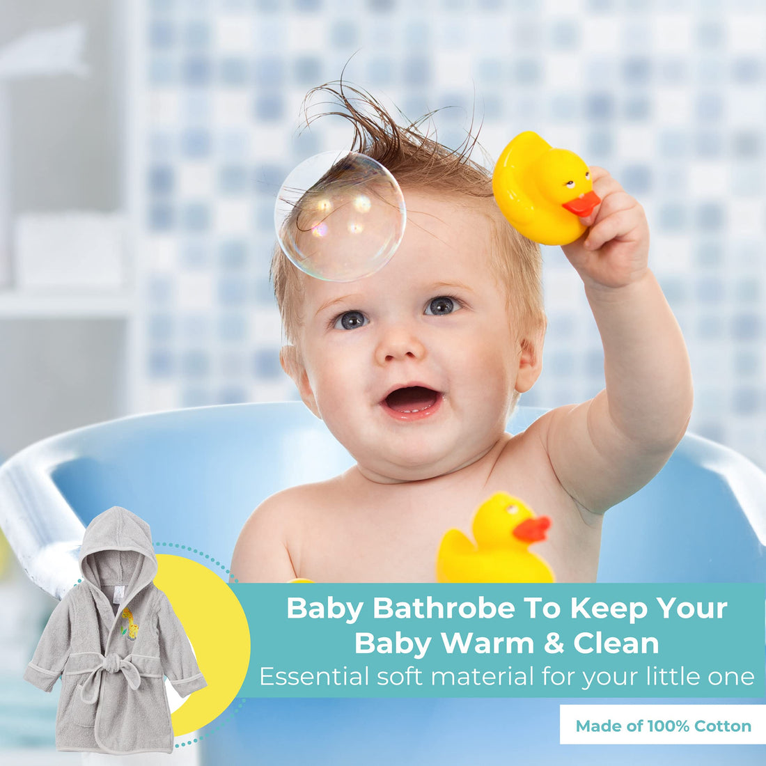 pasilk 100% Cotton Hooded Terry Bathrobe with Booties — Baby Girl Gifts — Baby Boy Gifts — 0-9 Months — Shower Gift