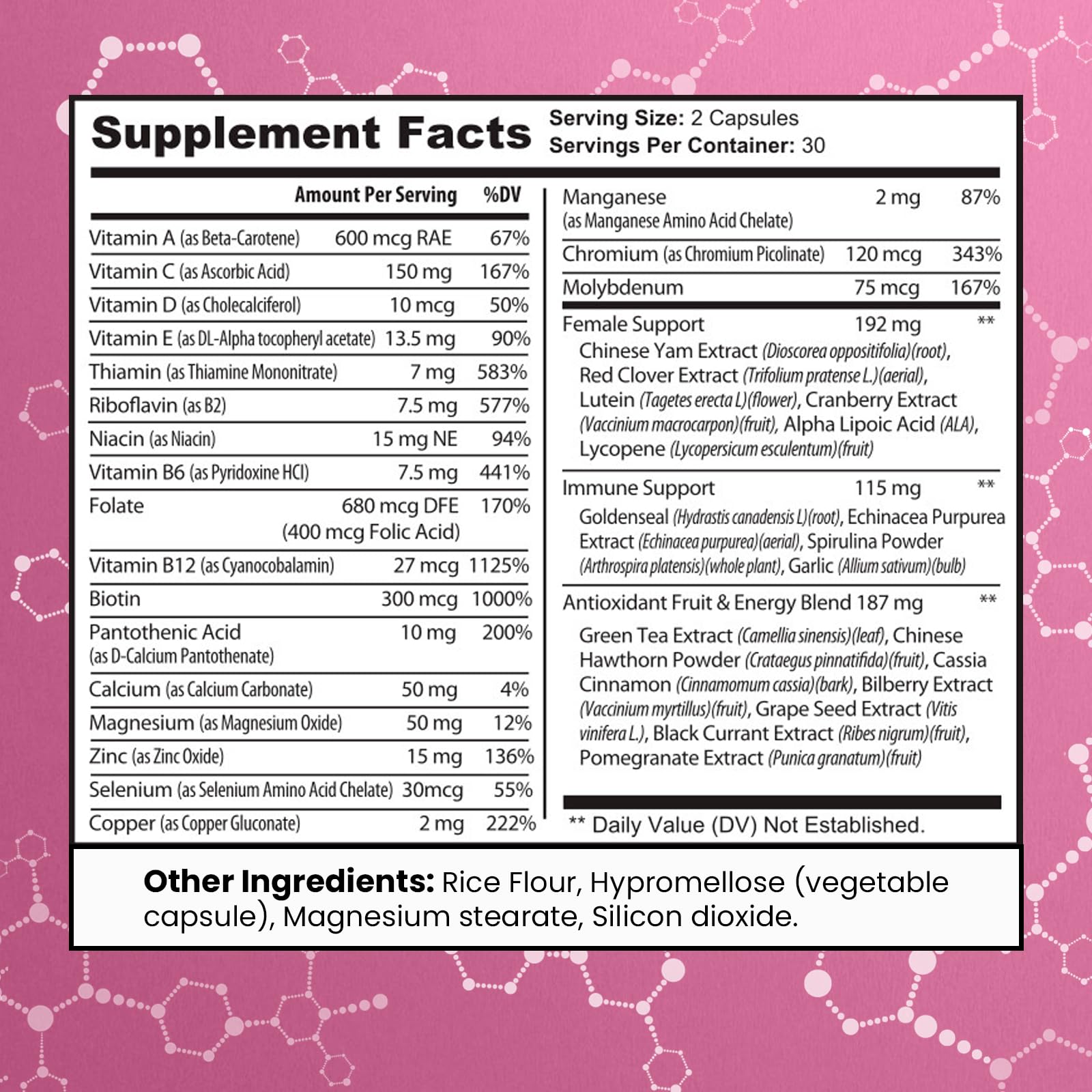 MAX FIT Women's Multivitamin – Complete Multivitamin for Women 50+ with Essential Vitamins A, B, C, D, E, Calcium & Iron – Supports Energy, Mood, Hair, Skin, Nails & Overall Health – 60 Capsules