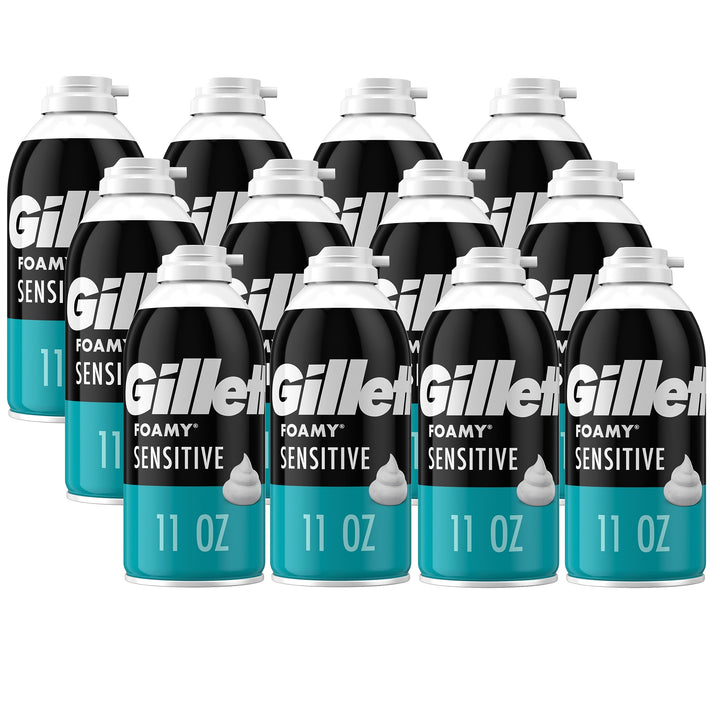 Gillette Foamy Shaving Cream, Sensitive Skin, 11 Ounce (Pack of 6)