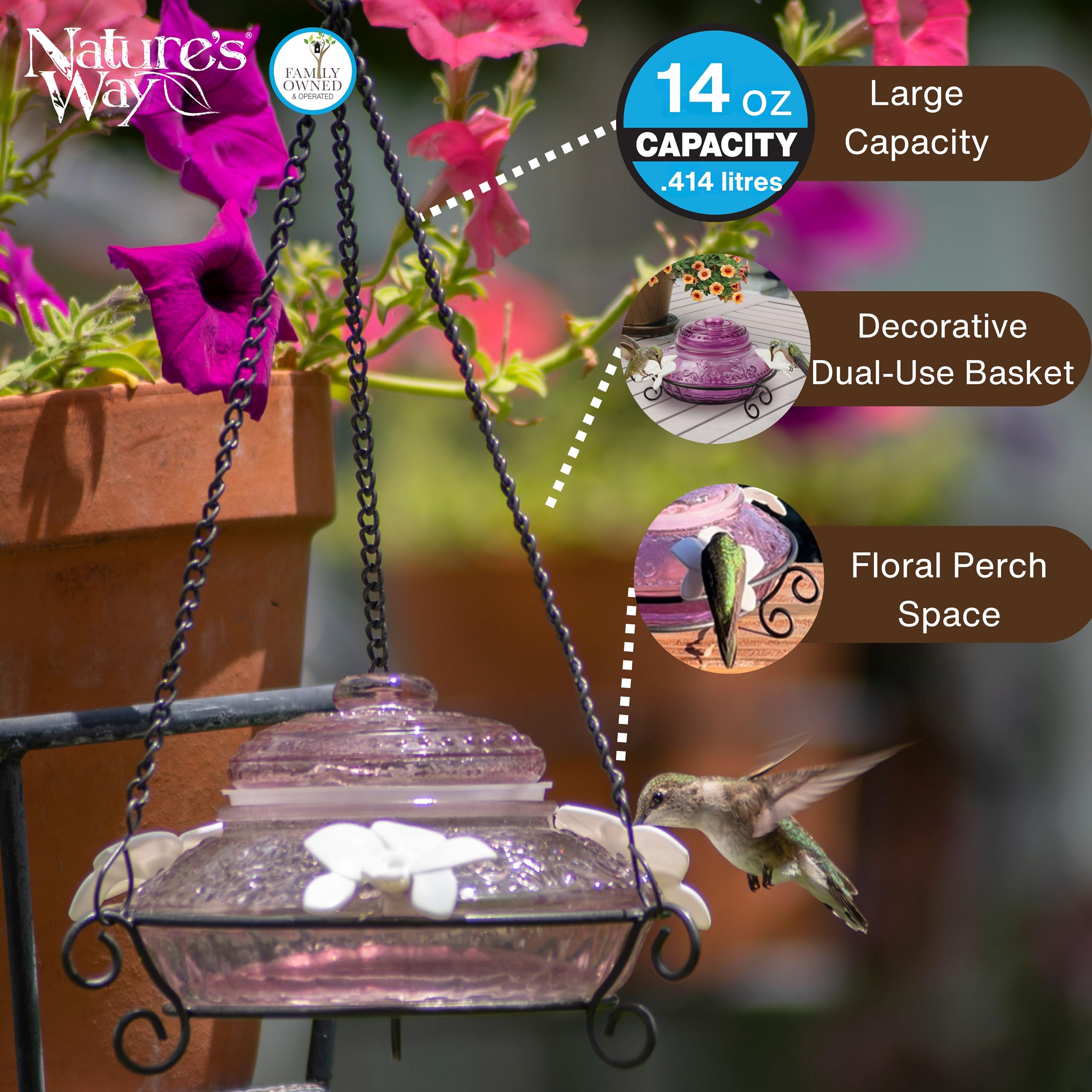 Nature's Way Bird Products ANTHF1 Antique Top-Fill Hummingbird Feeder
