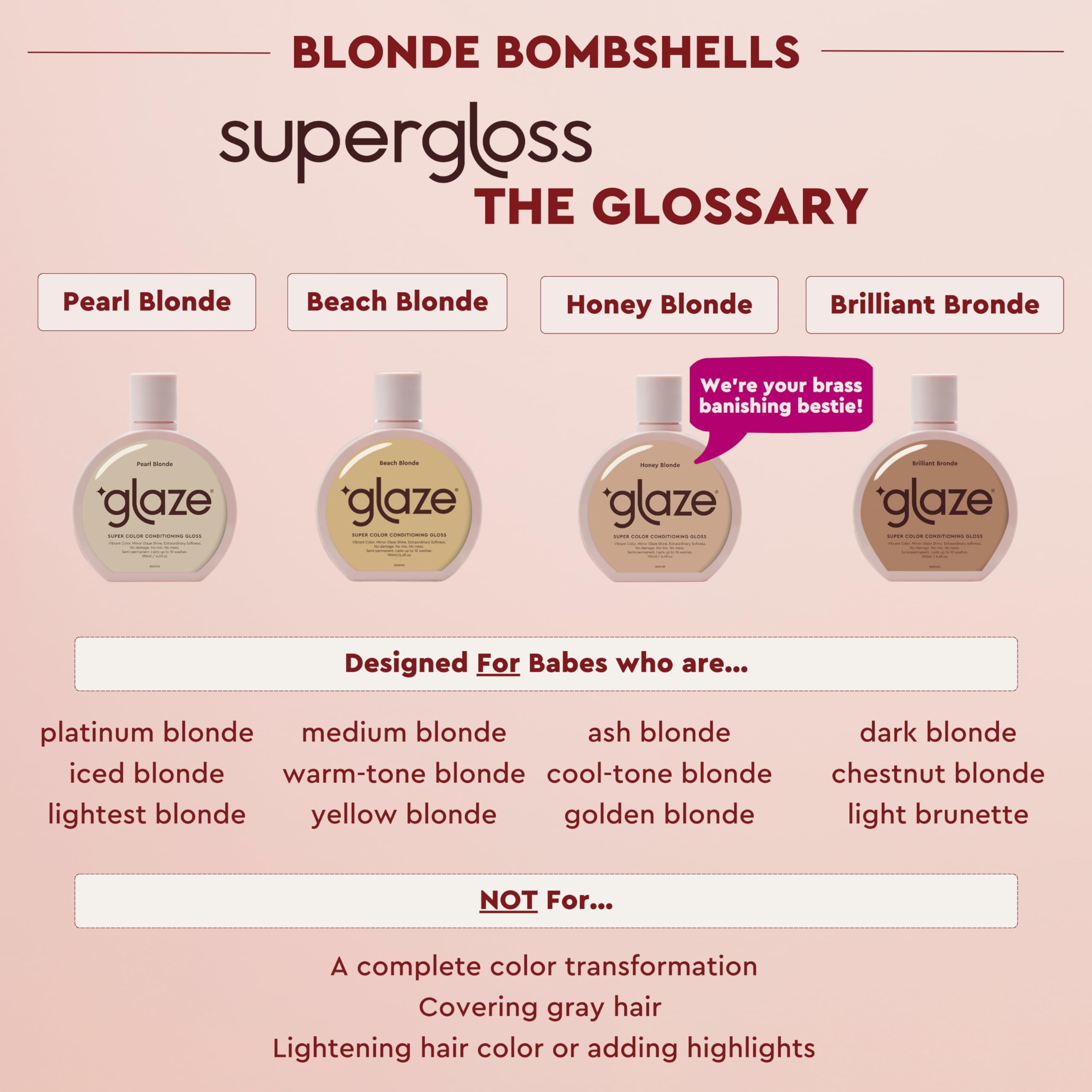 Glaze Super Gloss Color Conditioning Gloss – Honey Blonde for Medium to Dark Blonde Hair – Rinse Out Semi-Permanent Hair Gloss that Enhances Color and Boosts Shine & Hydration